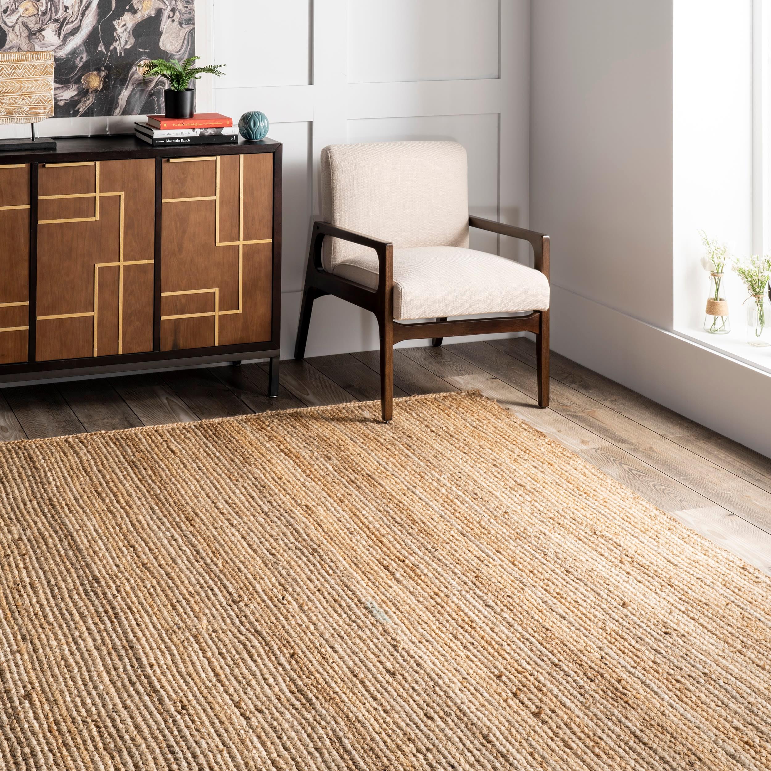 nuLOOM Rigo Hand Woven Farmhouse Jute Area Rug, 10' x 13', Natural