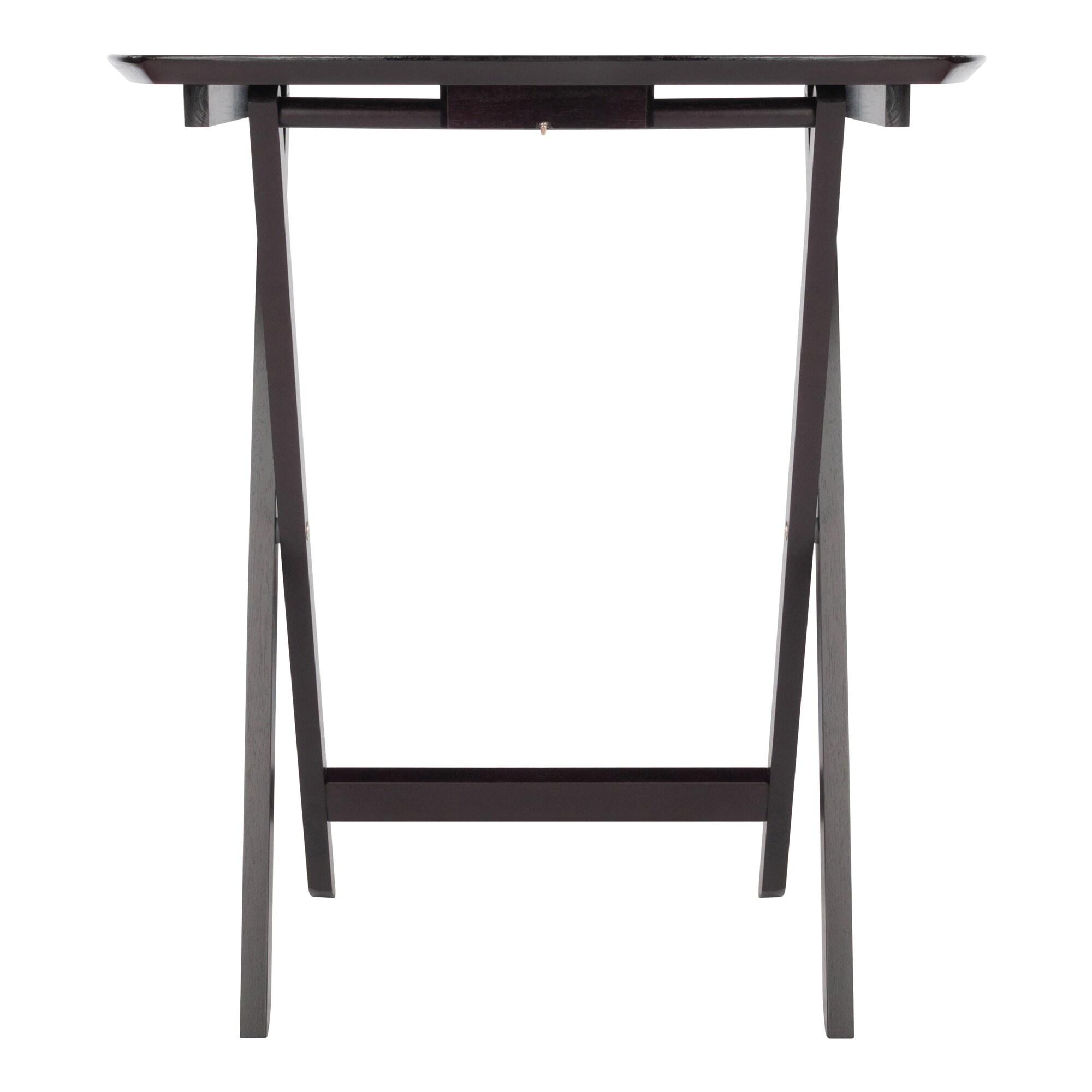 Winsome Set of 4 Single Snack Tables Espresso: Hardwood Folding Tray Table Set, No Assembly Required