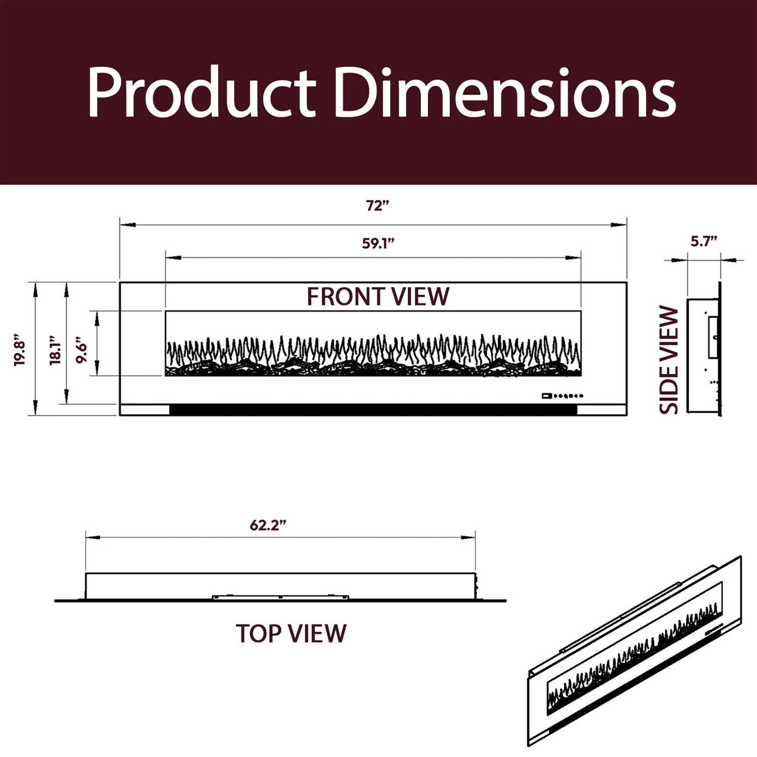 Cambridge Cambridge Wall Mount Electric Fireplace Heater with Remote Control for Indoor Use in Living Room, Bedroom, Home Office