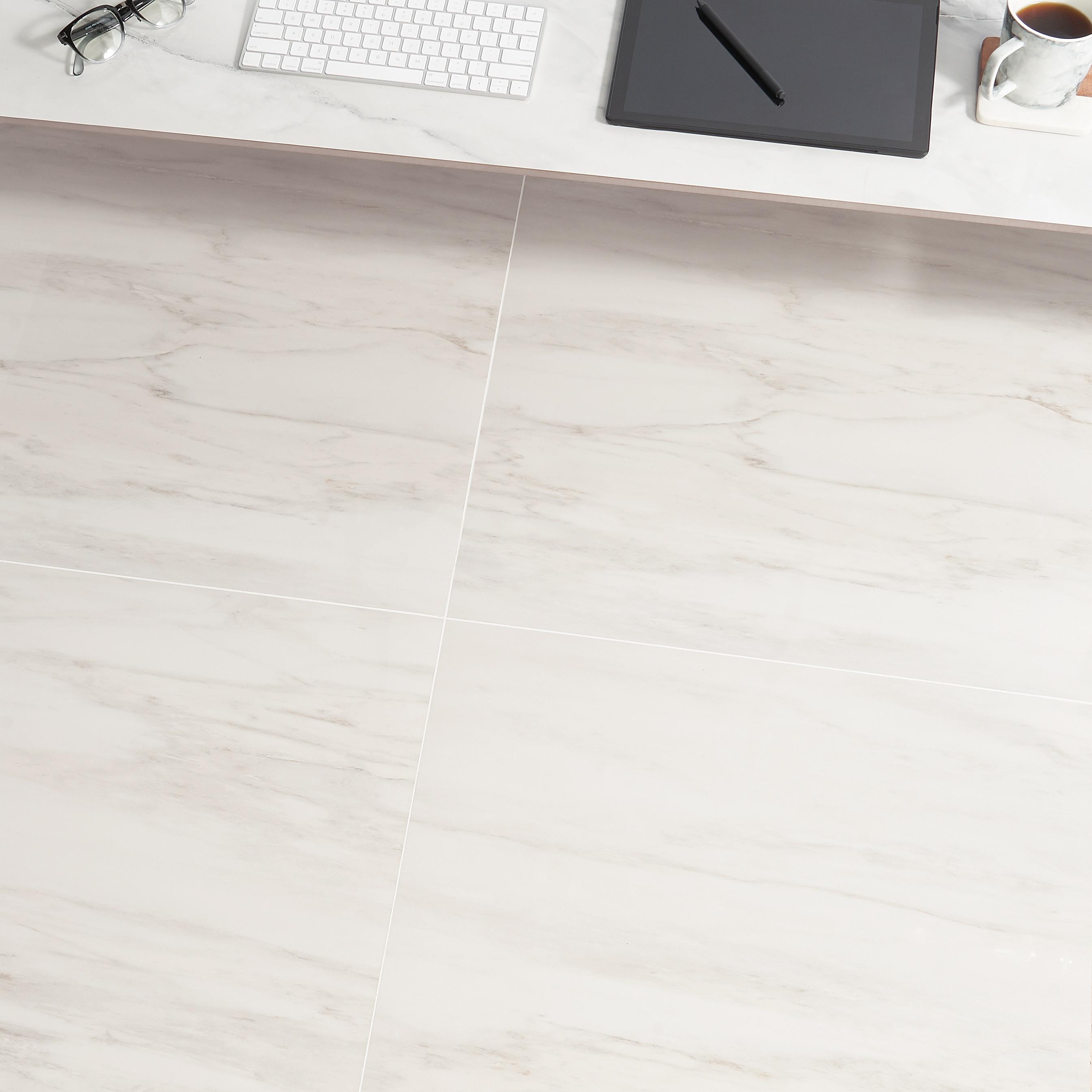 24" x 24" Polished Marble Look Porcelain Floor and Wall Tile (15.5 Sq. Ft. / Case)