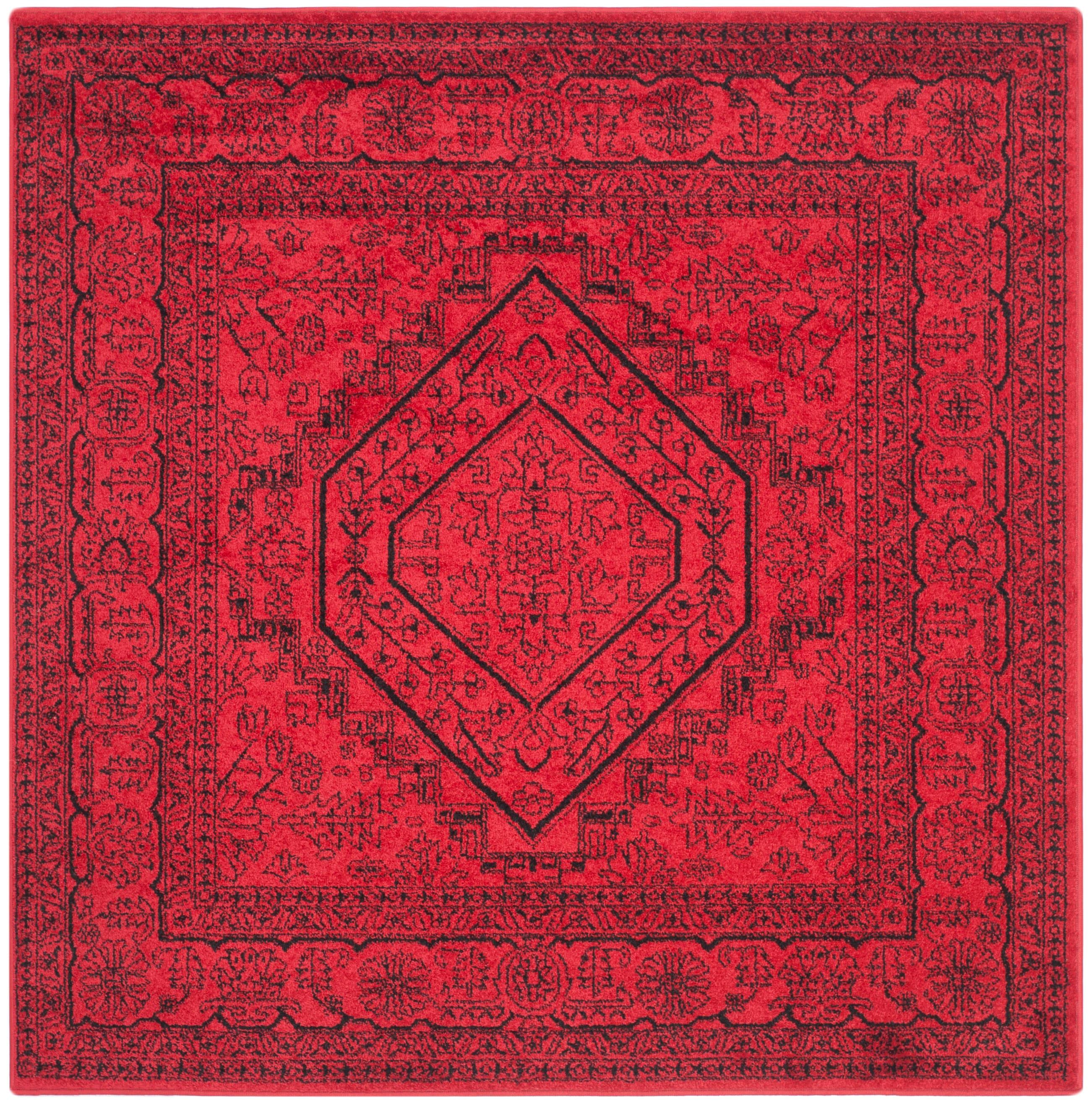 Adirondack ADR108 Power Loomed Area Rug - Red/Black - 4'x4' - Safavieh.