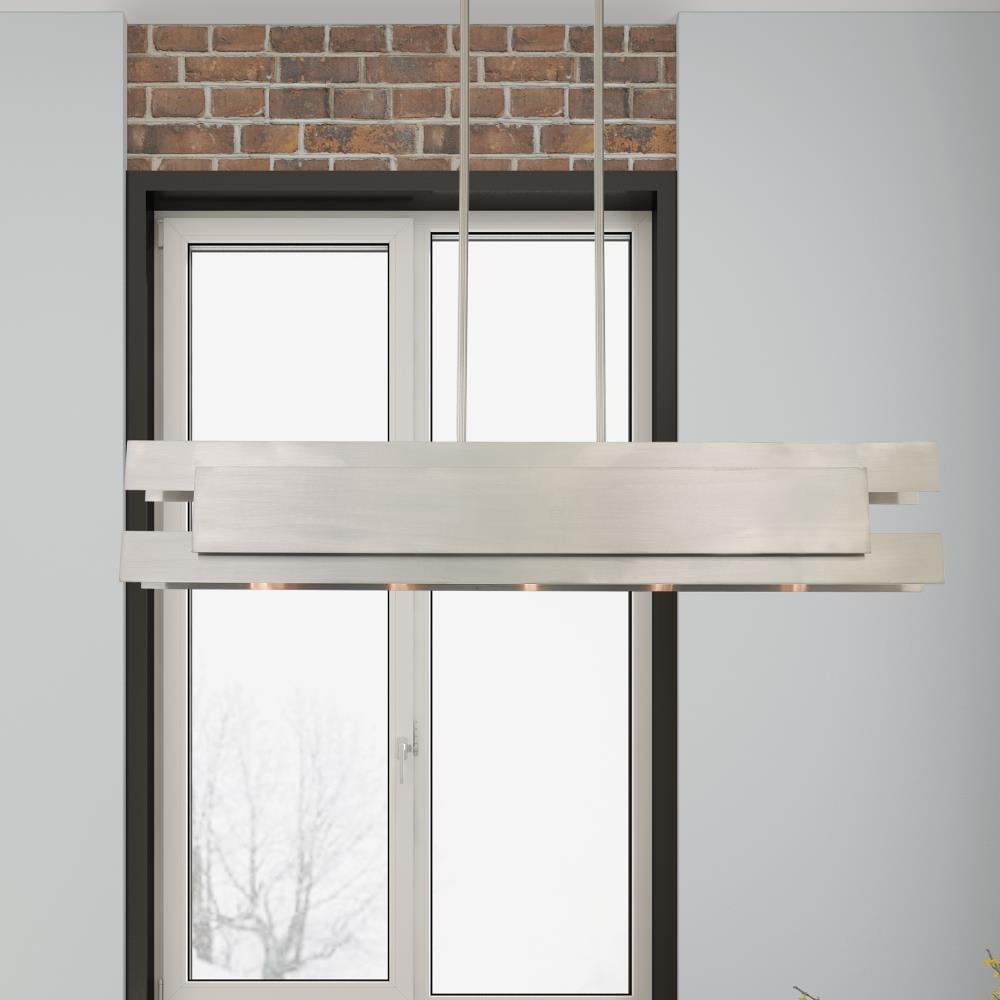 Modern Brushed Nickel 5-Light Linear Chandelier