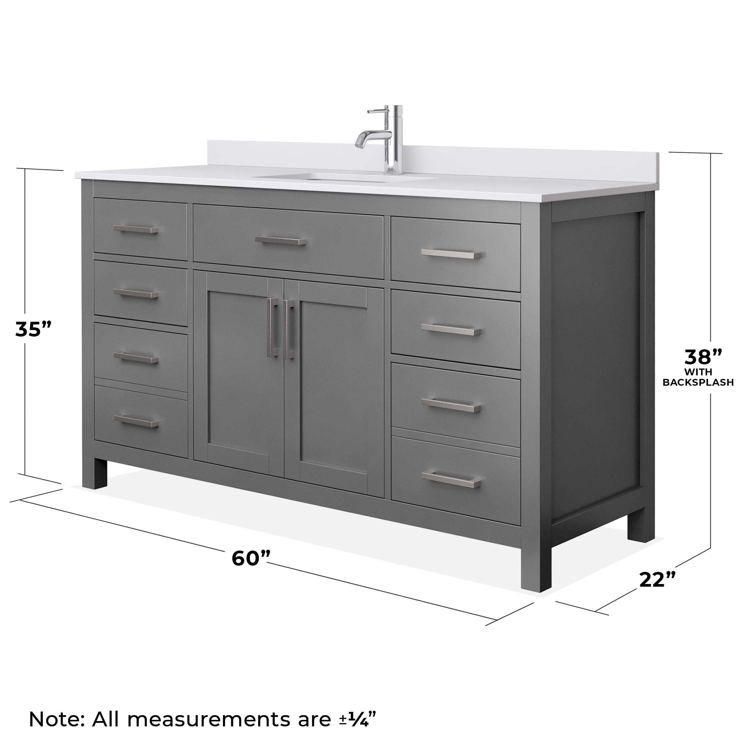 Beckett 60" Freestanding Single Bathroom Vanity with Cultured Marble Top