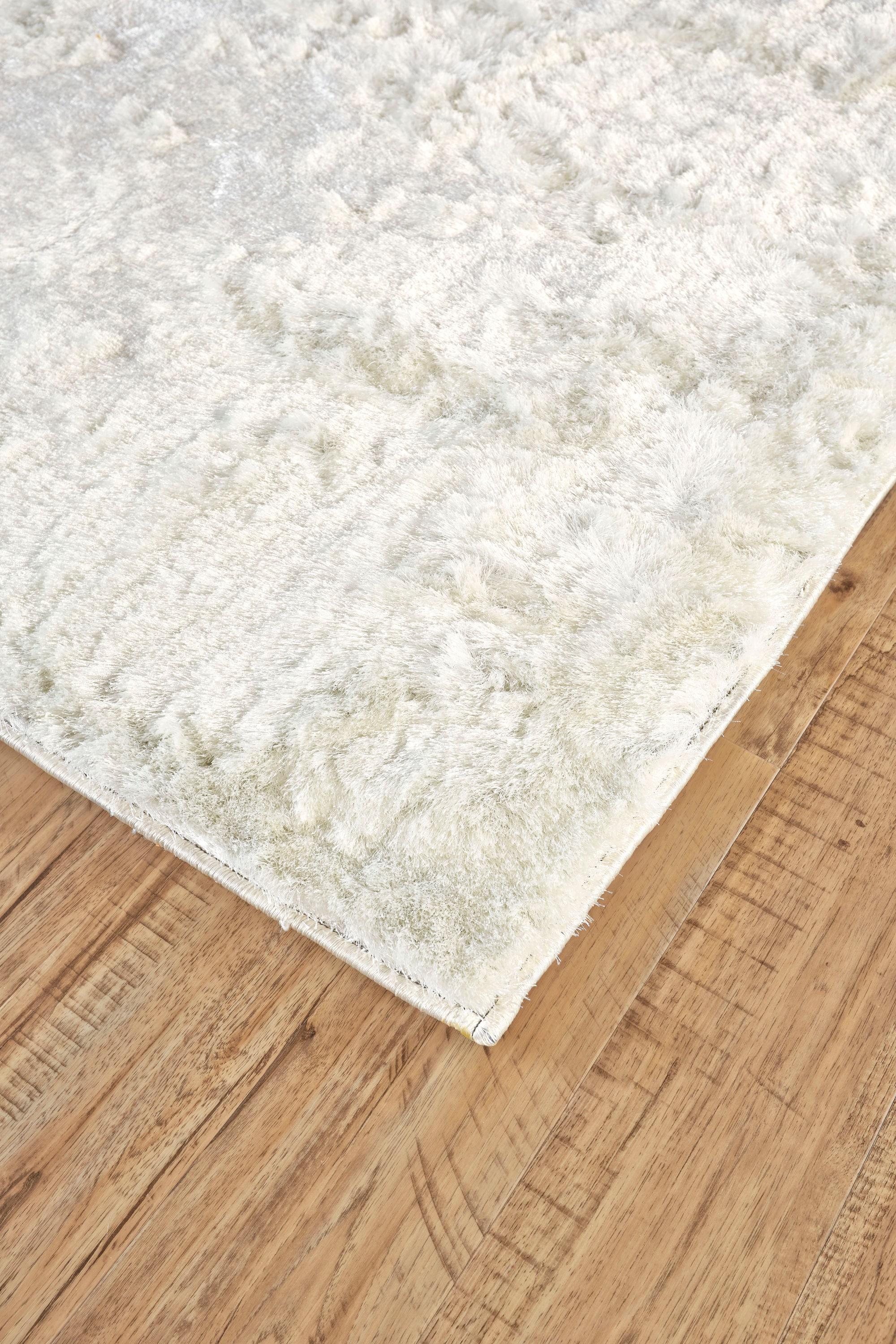 Freya White Rectangular Handcrafted Shag Rug