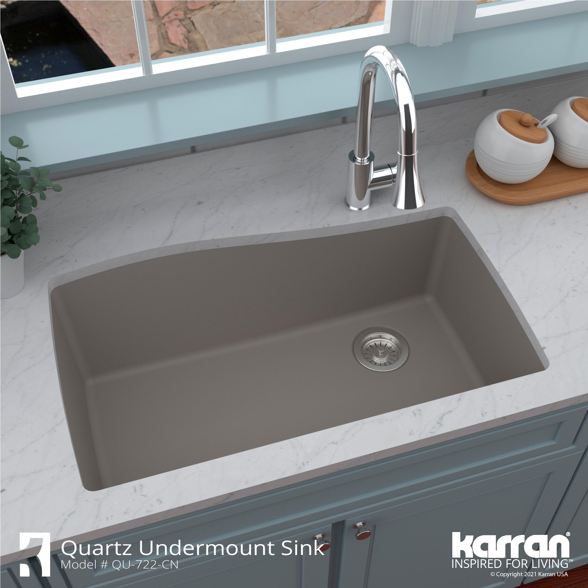 Karran Karran Quartz Composite 33-1/2'' X 21'' Single Bowl Undermount Kitchen Sink Kit QU-722-BR-PK1