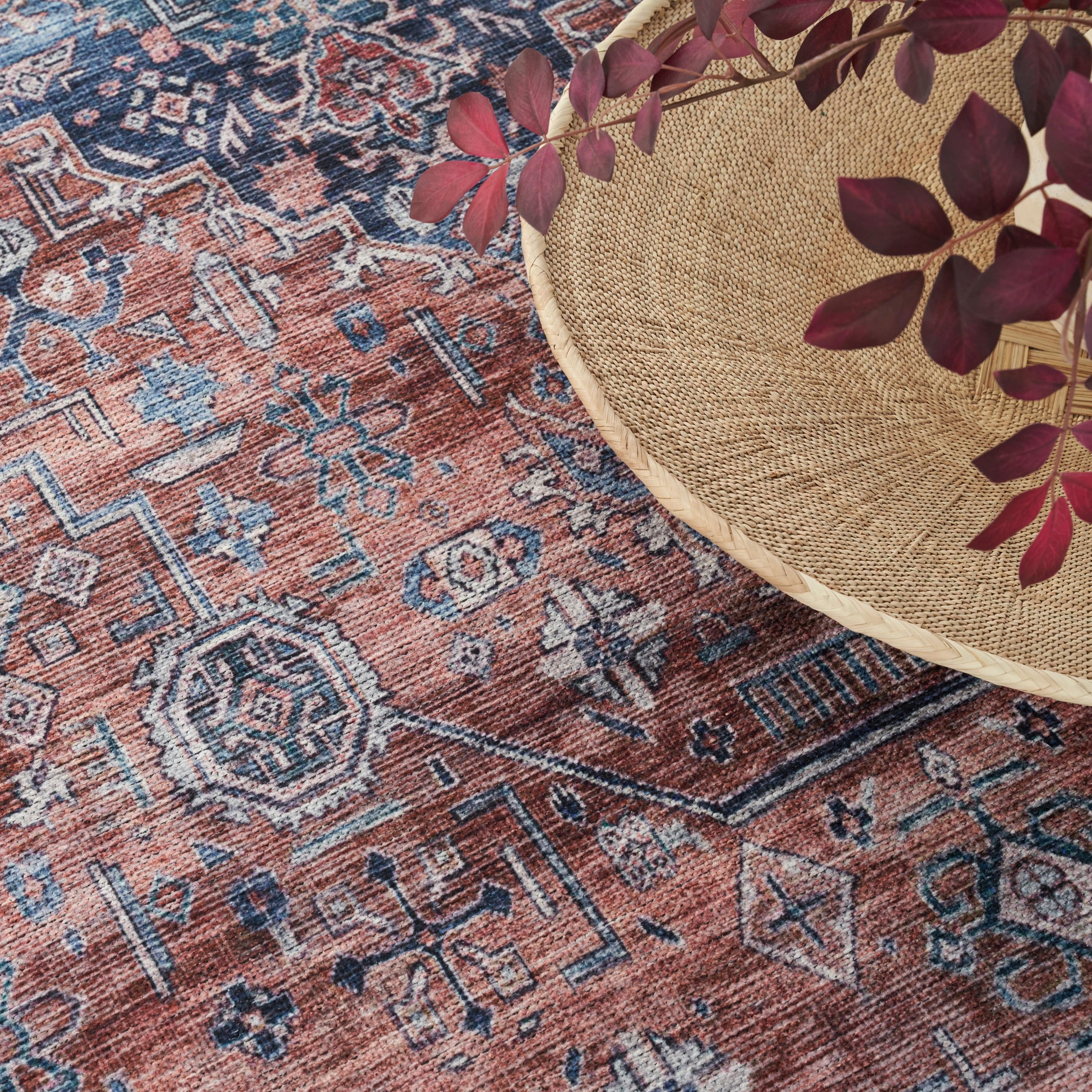 Nourison Washable Brilliance 7'10" x 9'10" Blue/Multi Vintage Indoor Rug