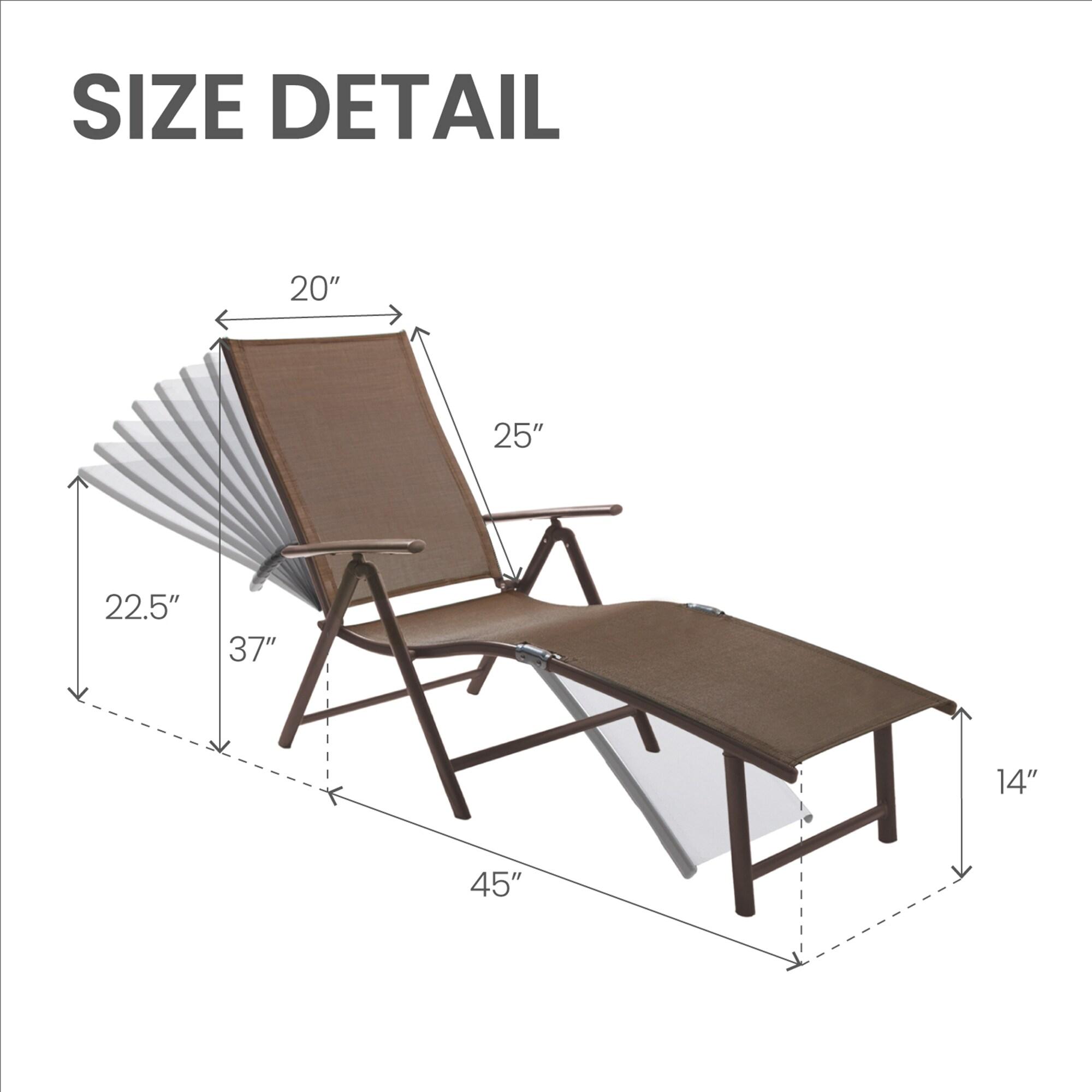 Pellebant Outdoor Chaise Lounge Aluminum Patio Folding Chair,Brown