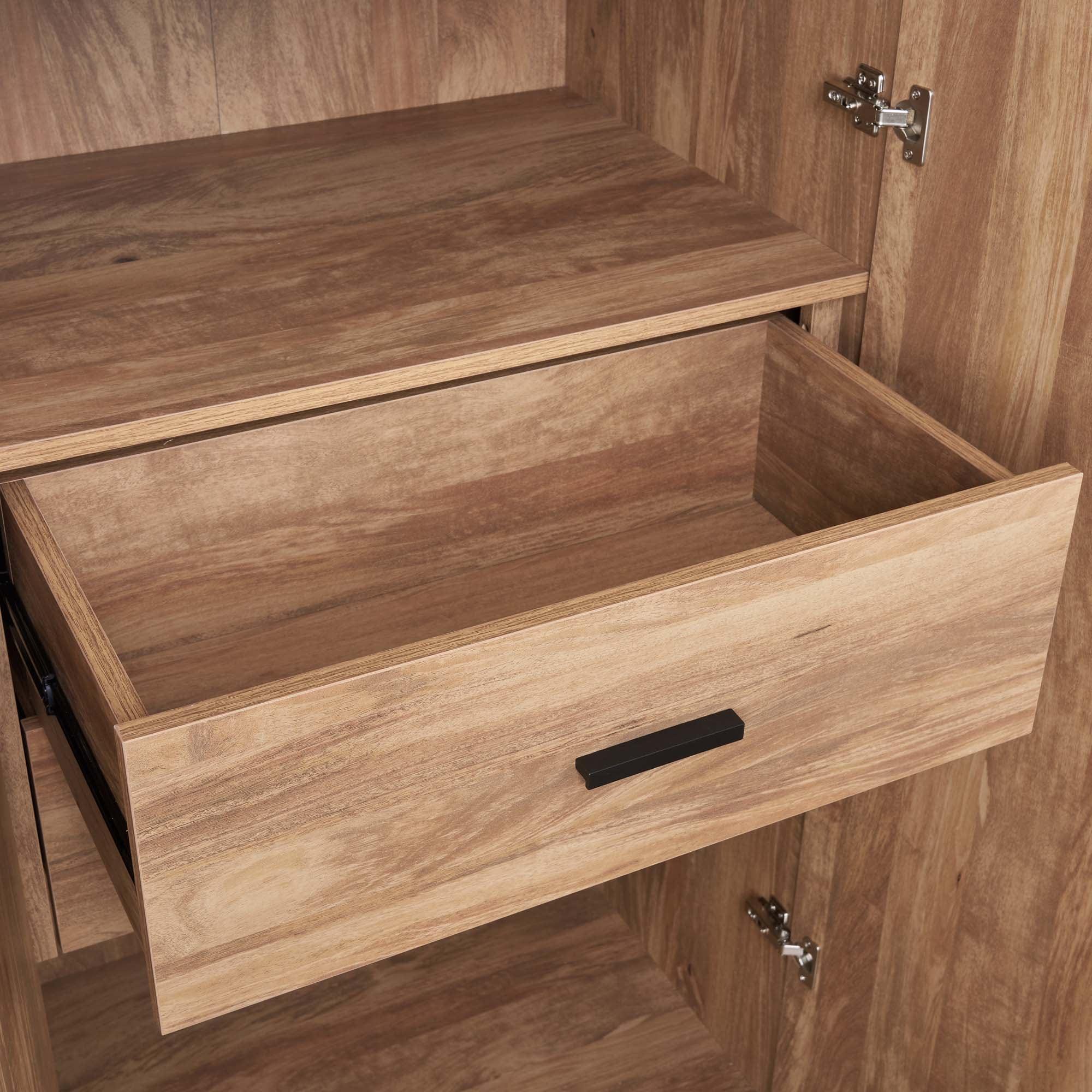 Manhattan Comfort Set of 3 Lee 2 Door and 2 Drawer Wardrobe Closets Golden Brown: Modular Storage Units, MDF Construction