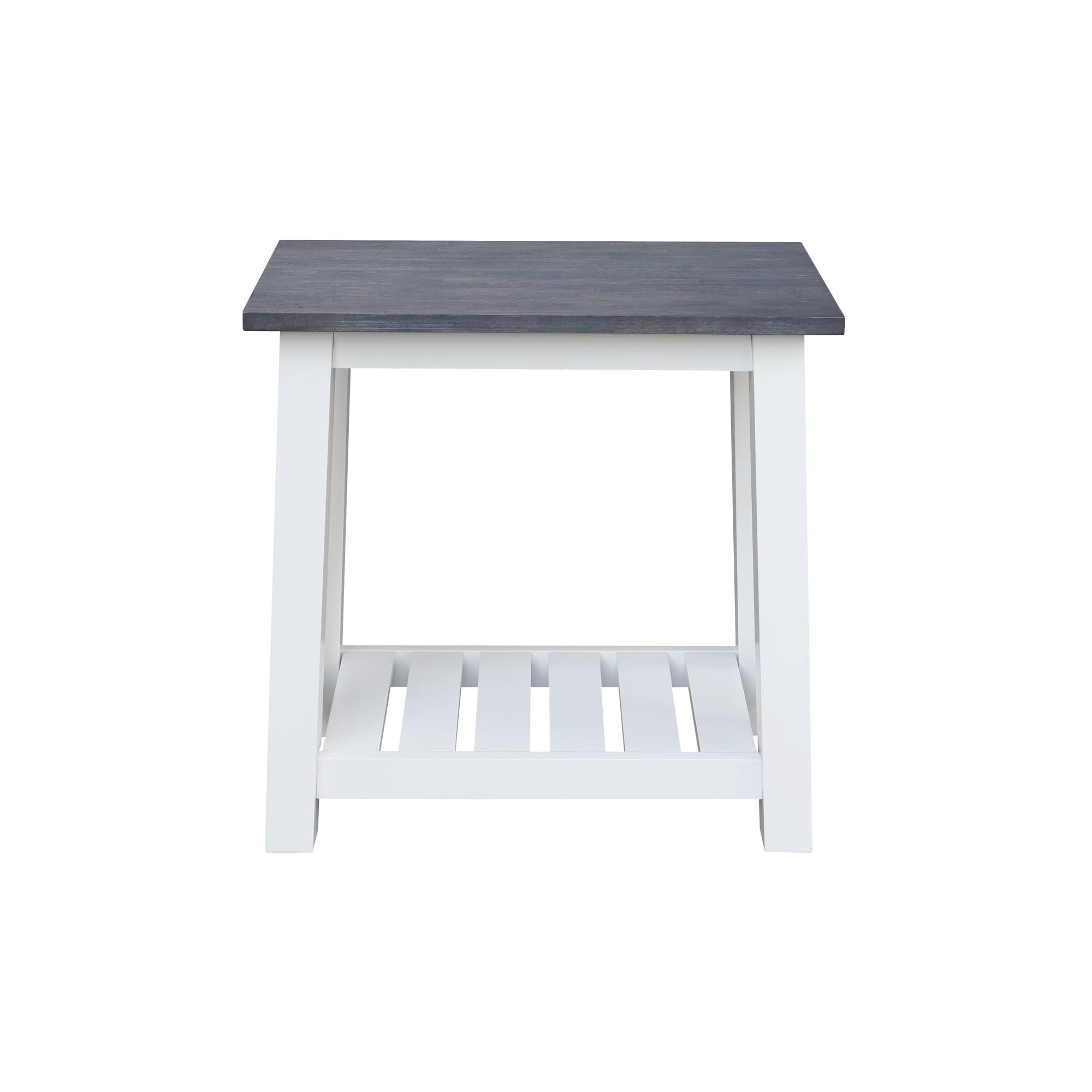 Surrey Side Table White/Heather Gray - International Concepts: Hardwood, Narrow, Fixed Shelf