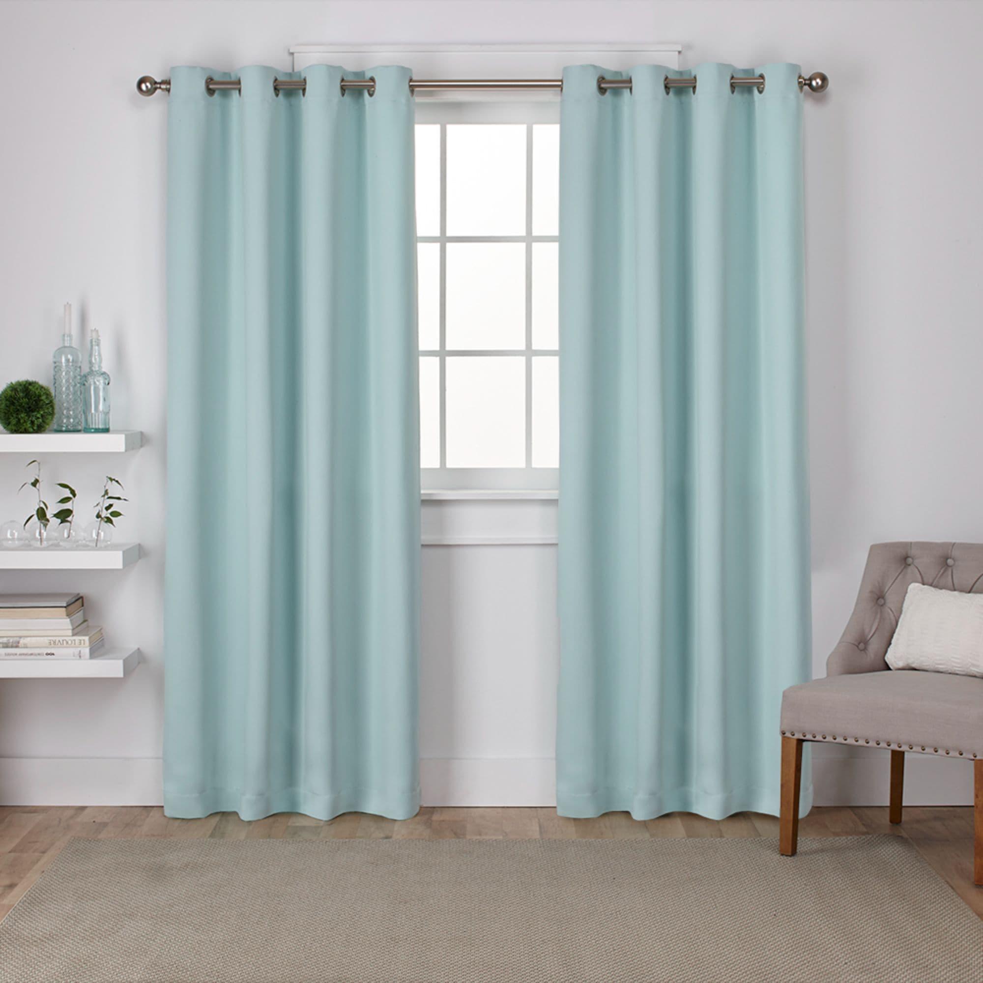 Exclusive Home Sateen Twill Woven Room Darkening Blackout Grommet Top Curtain Panel Pair, 52"x96", Seafoam