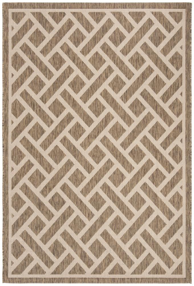 Courtyard CY6306 Power Loomed Indoor/Outdoor Area Rug - Brown/Light Beige - 5'3"x7'7" - Safavieh.