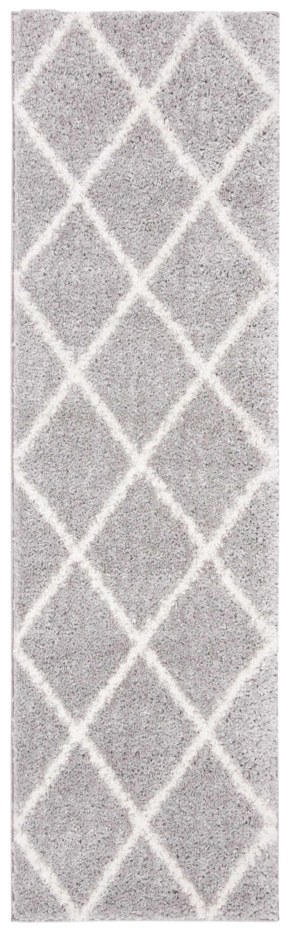 Parma Shag PMA515 Power Loomed Indoor Runner Rug - 2'3"x11' - Grey/Cream - Safavieh