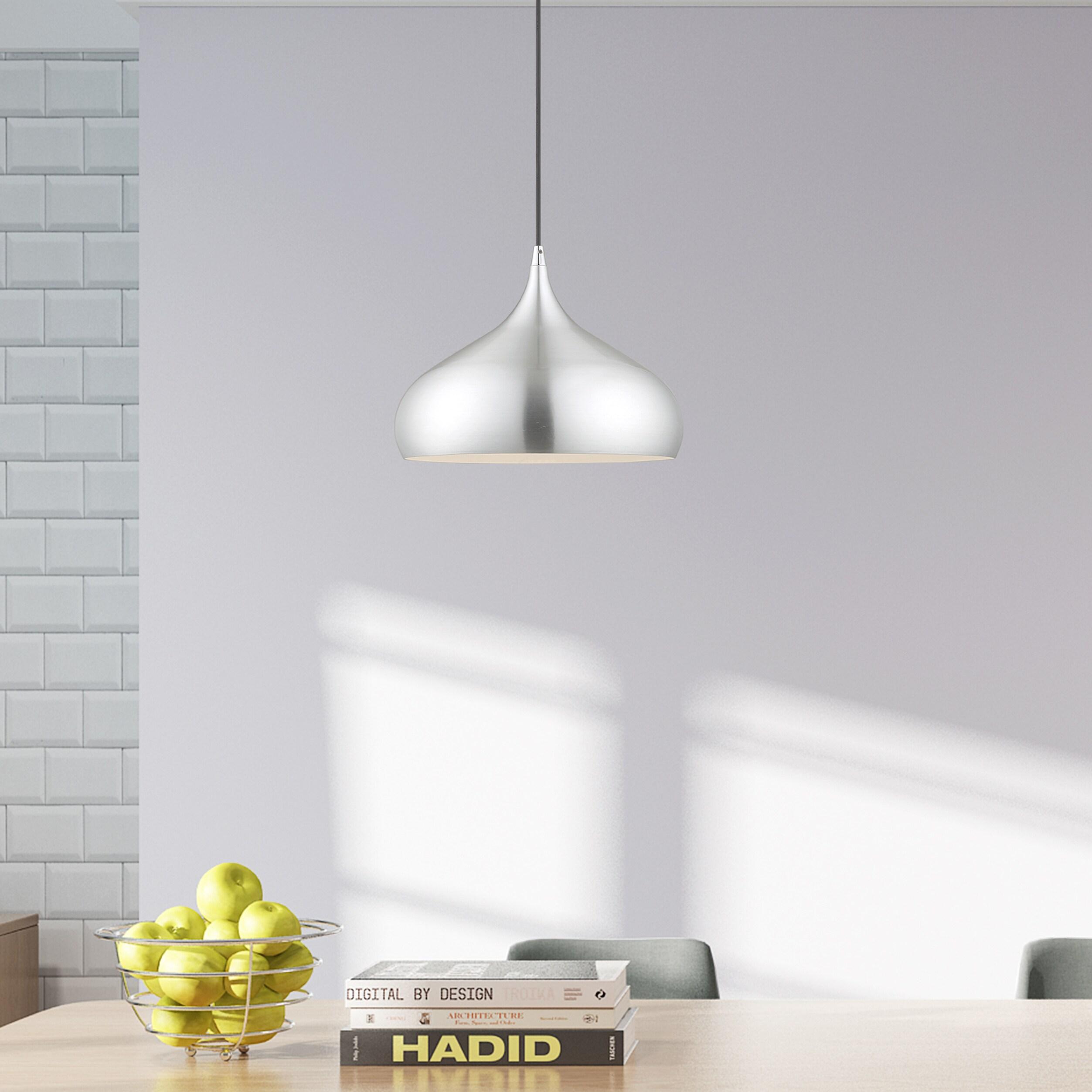 Livex Lighting Metal Shade 1 - Light Pendant in  Brushed Aluminum