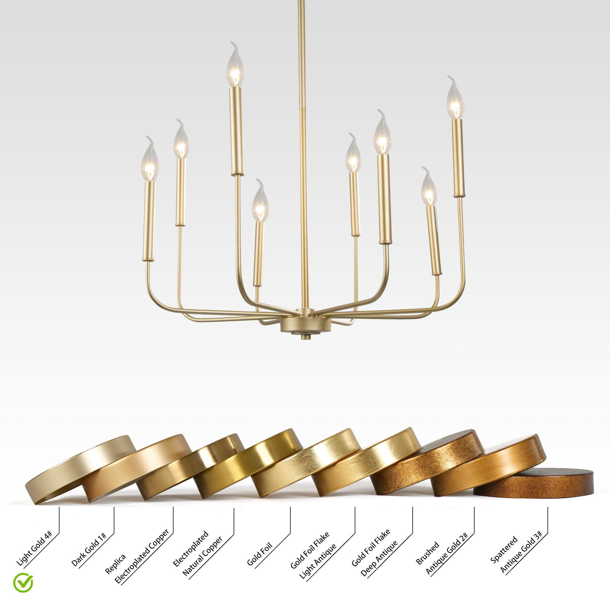 LNC 8-Light Matte Gold Modern/Contemporary Candle LED Dry rated Chandelier for Living Room