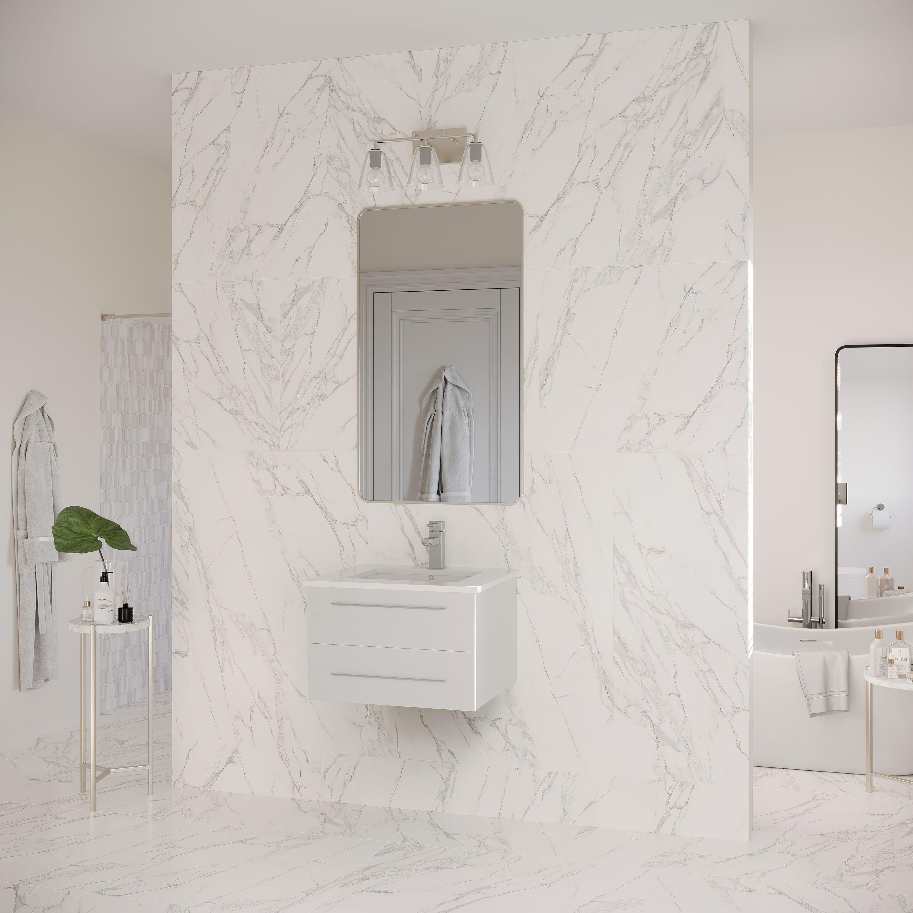 Lucera 24" Wall Mount Modern Single Sink Bathroom Vanity with Top and Undermount Sink