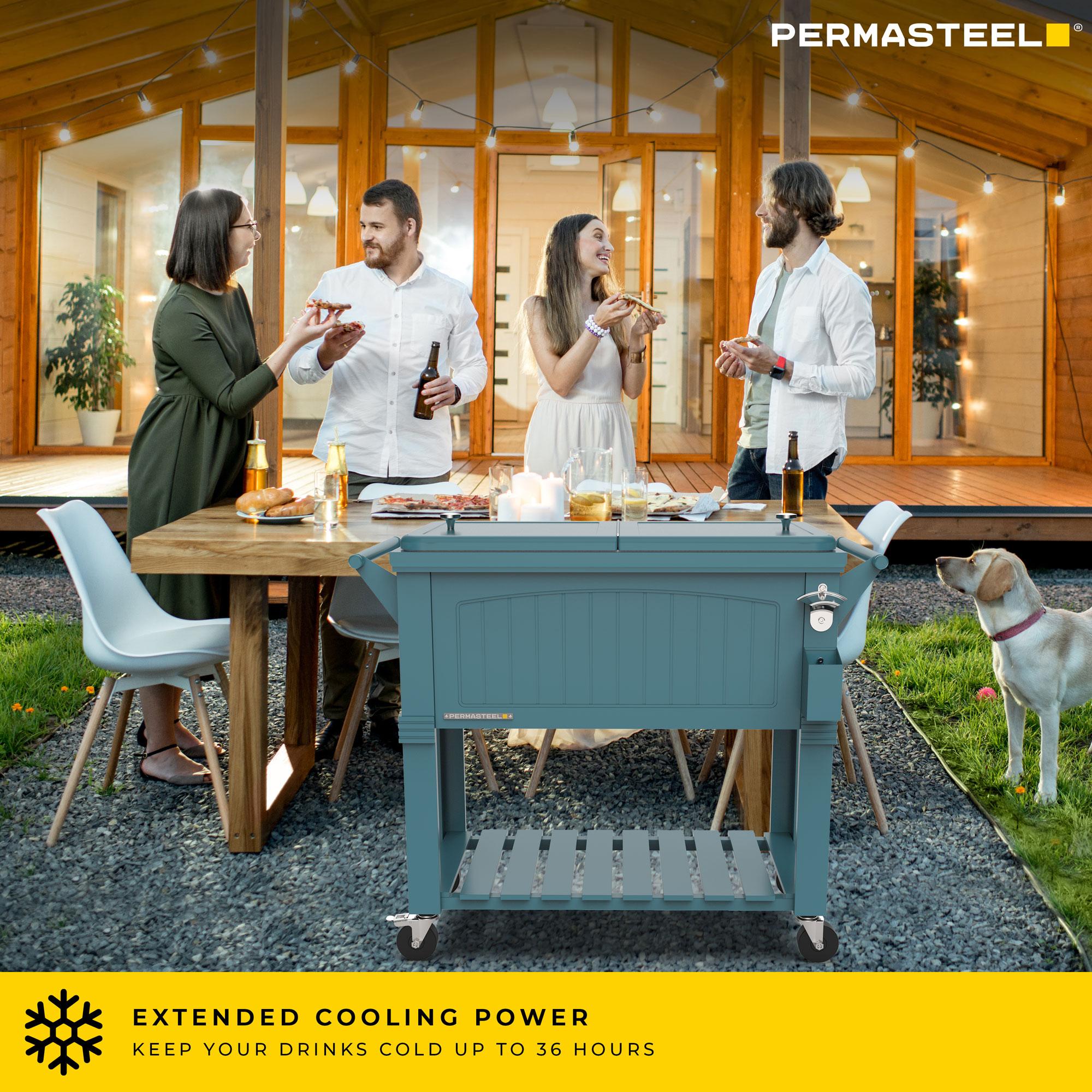 Permasteel 80 Qt. Furniture Style Rolling Patio Cooler