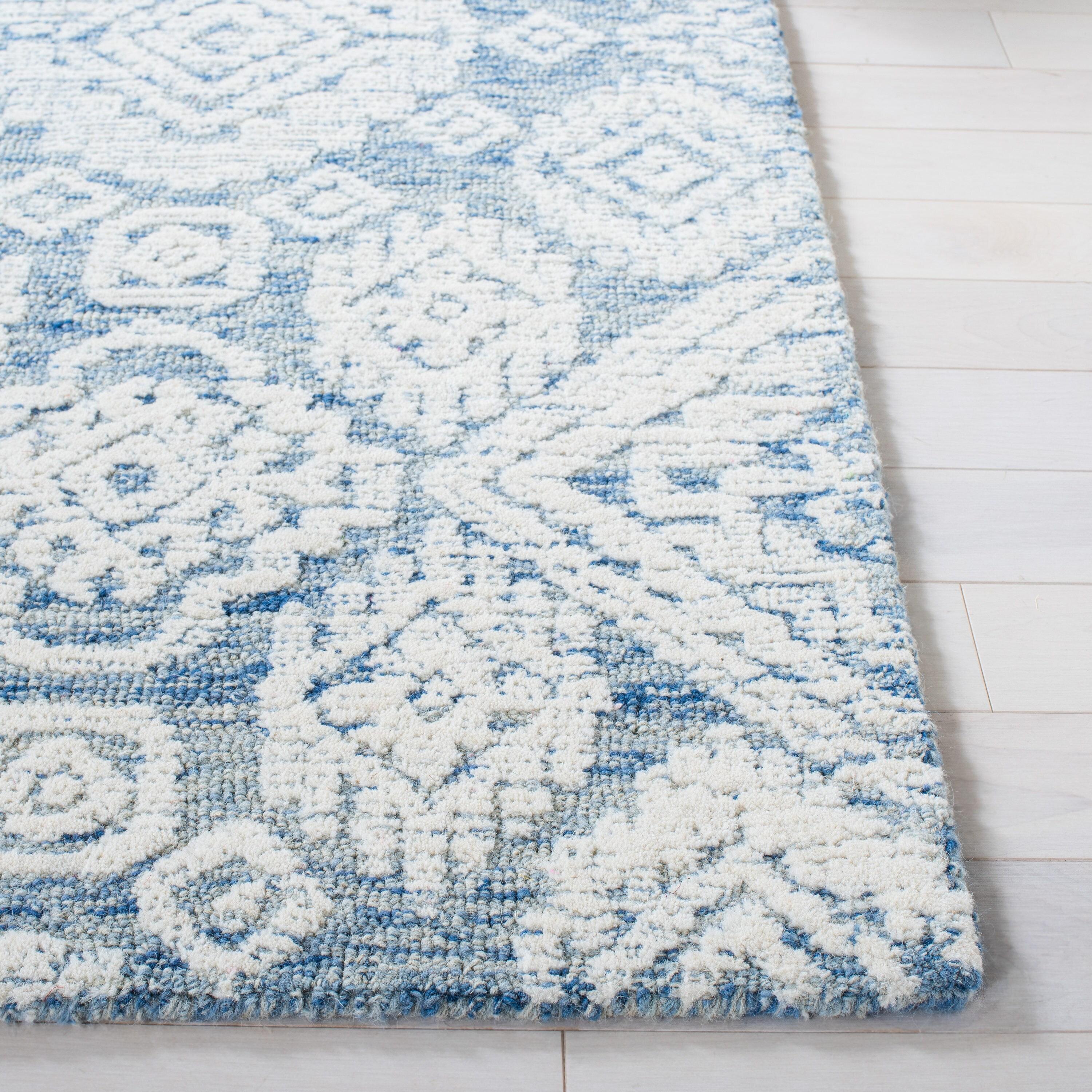 Metro MET987 Hand Tufted Indoor Area Rug - Blue/Ivory - 4'x6' - Safavieh