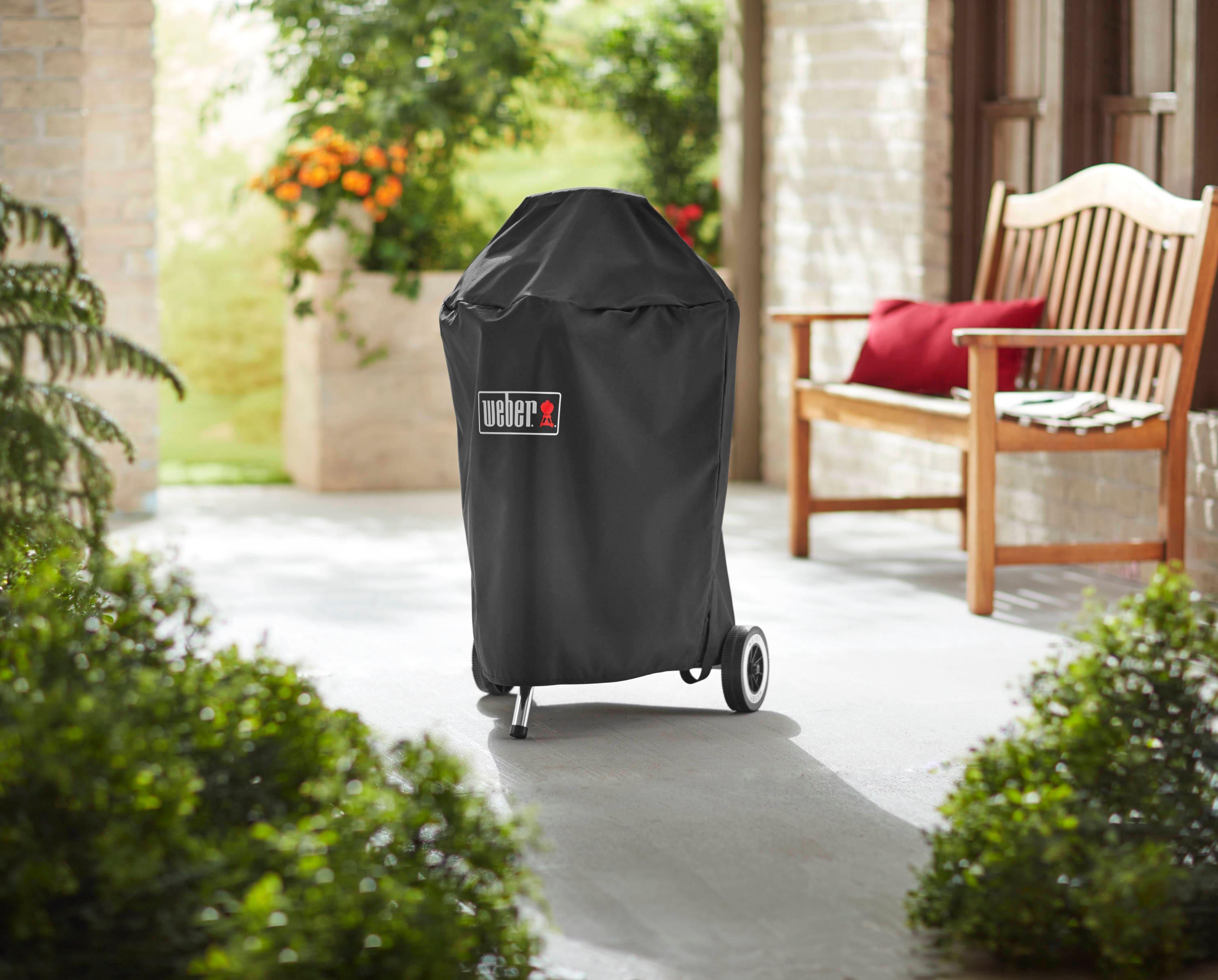 Black Weather Resistant Charcoal Grill Cover with Storage Bag