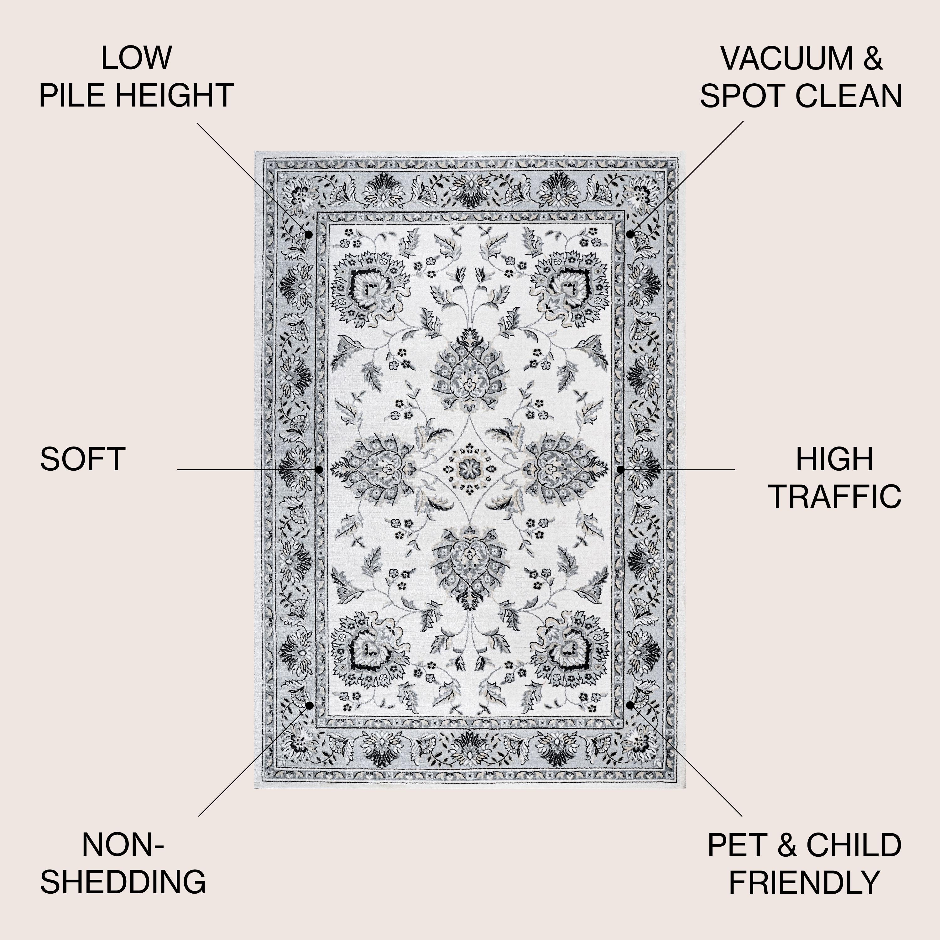 3'x 5' Cherie French Cottage Area Rug, Cream/Light Gray - JONATHAN Y