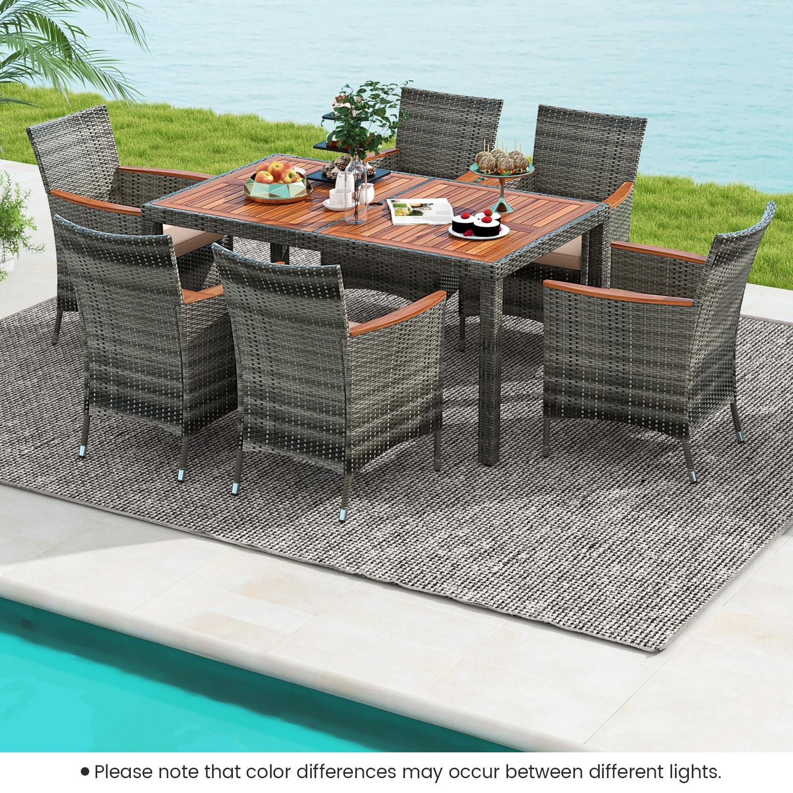 Hokku Designs Artimiza 6 - Person Acacia Patio Dining Set with Rectangular Table (Set of 7)