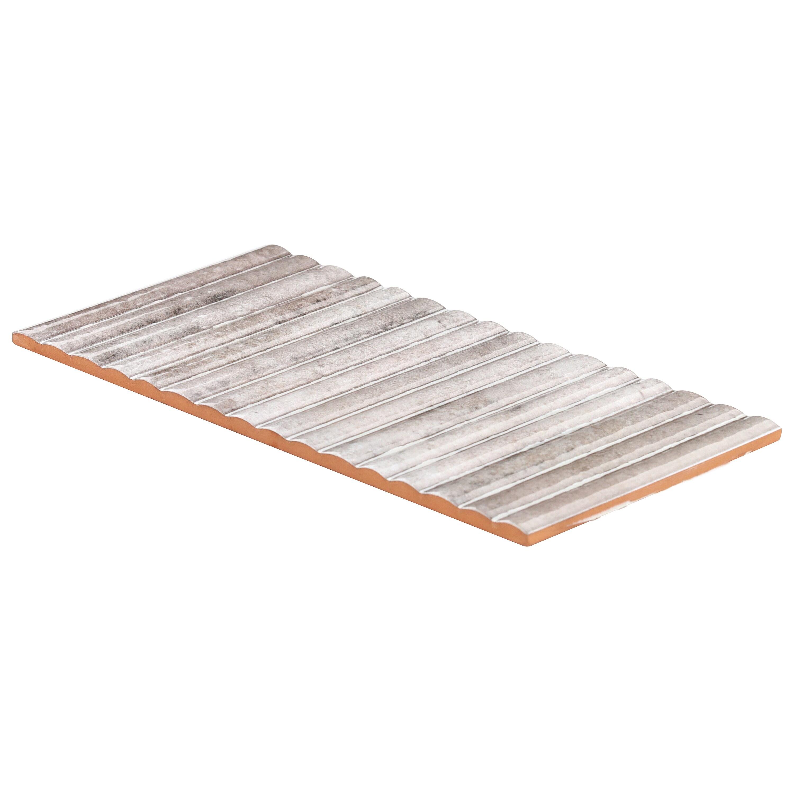 Canu 5.9 In. x 11.81 In. Polished Fluted Ceramic Subway Wall Tile (9.68 Sq. Ft. / Case)