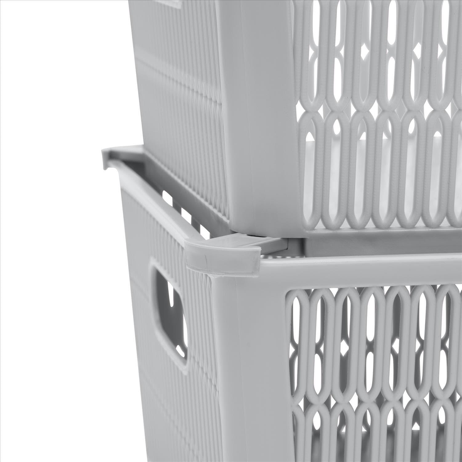 Simplify Slide 2 Stack It 2 Pack Plastic Storage Basket in Grey