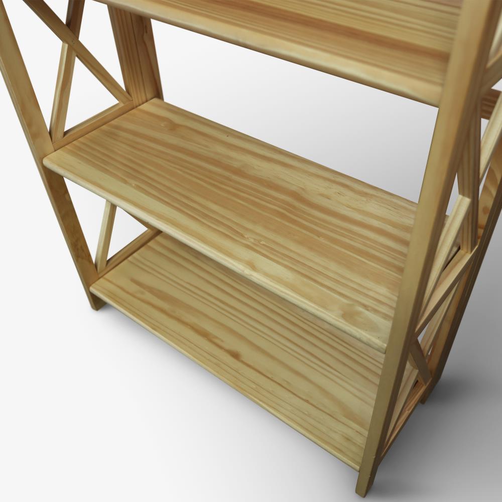 Natural Wood Montego 3-Shelf Stackable Bookcase with Doors