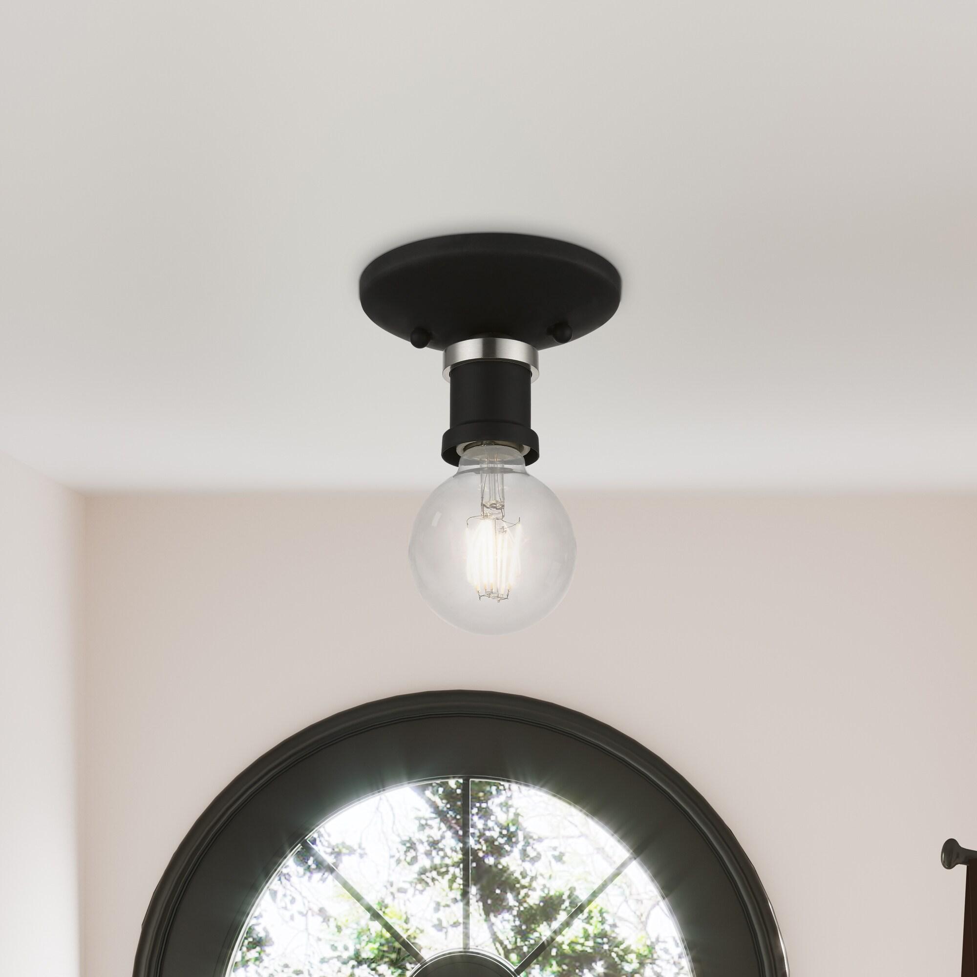 Livex Lighting Lansdale 1 - Light Flush Mount in  Black/Brushed Nickel
