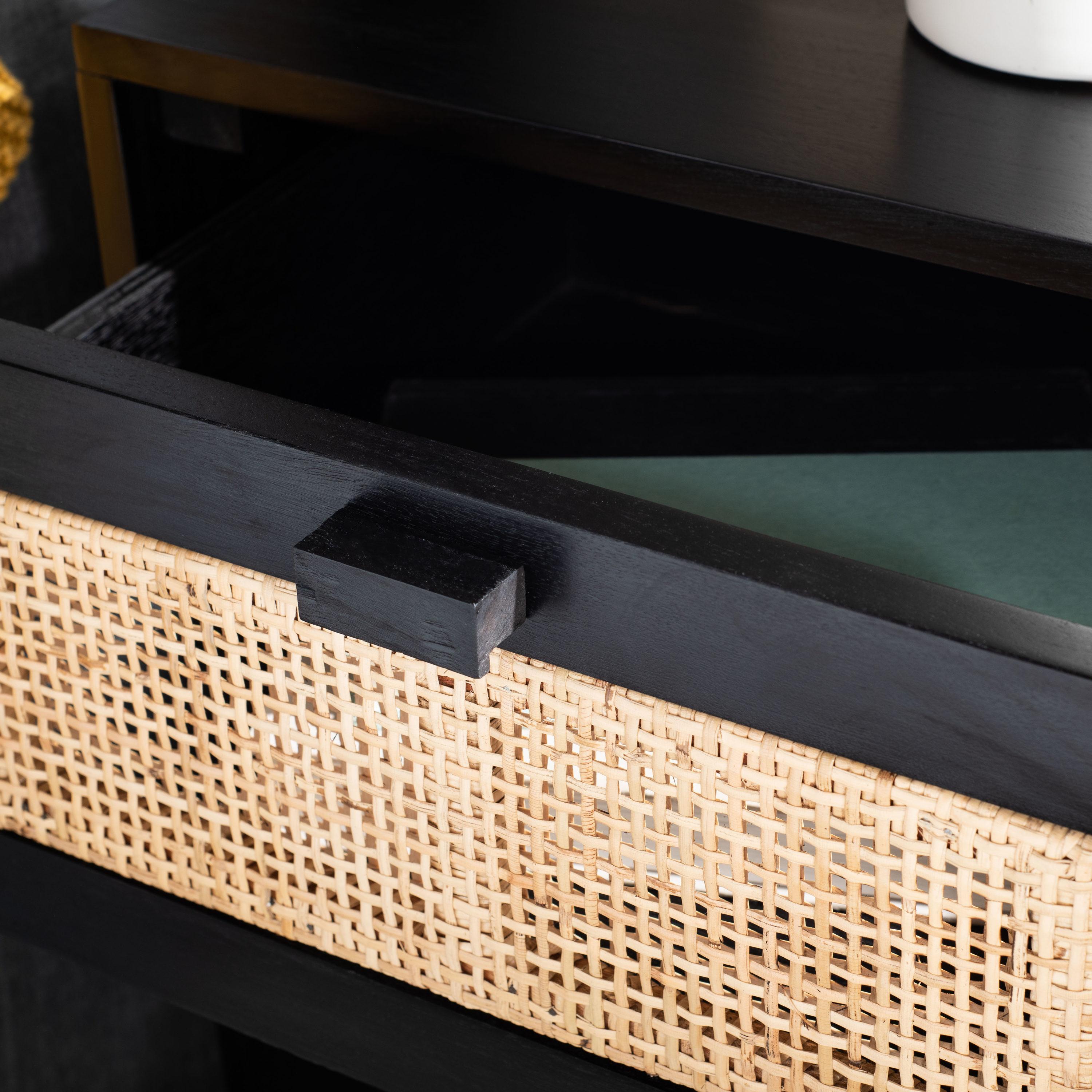 Hedwig 2 Drawer Nightstand - Black/Natural - Safavieh.