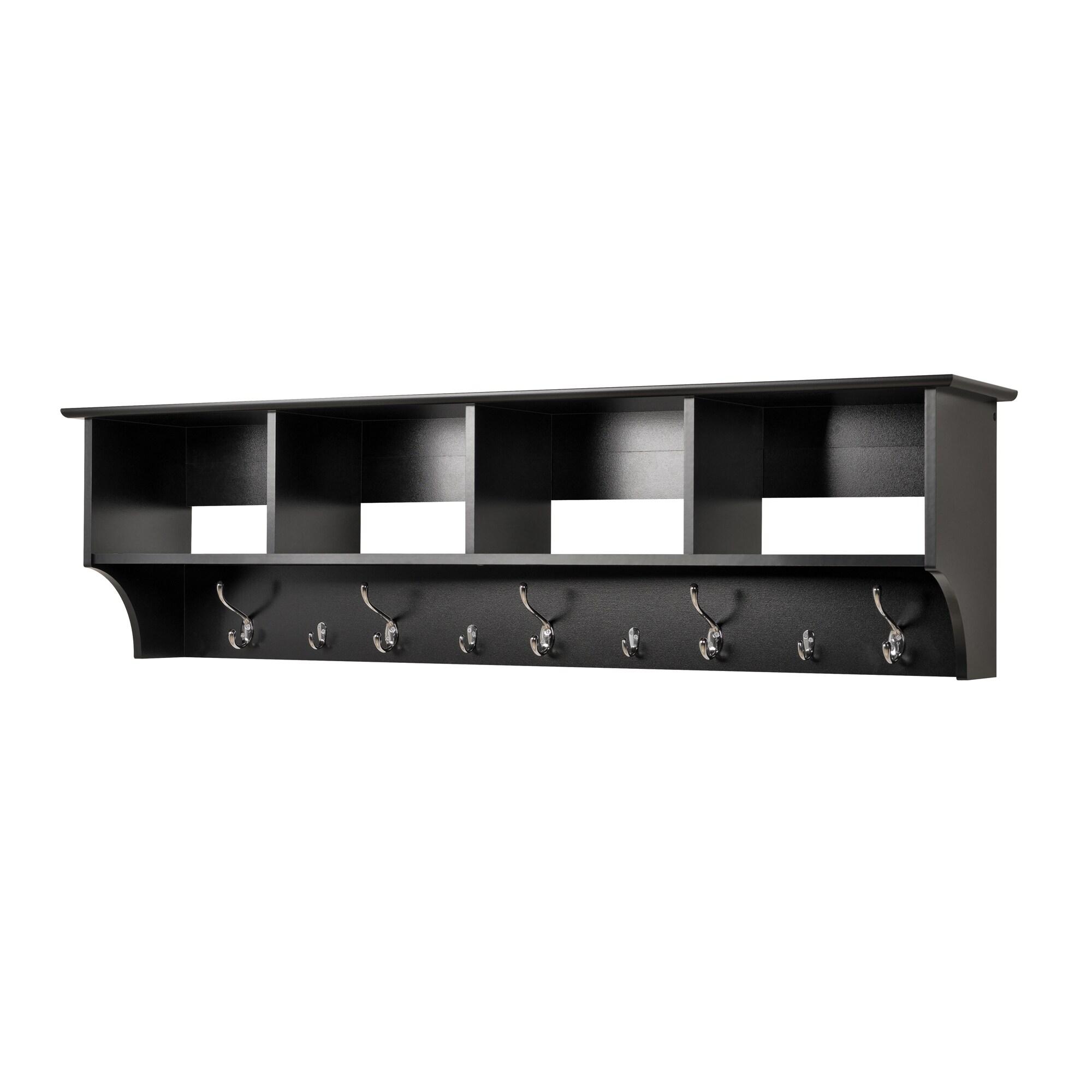 Douglas Entryway Hanging Shelf: Prepac Wall Organizer with Storage & Coat Hooks - 60" Wide