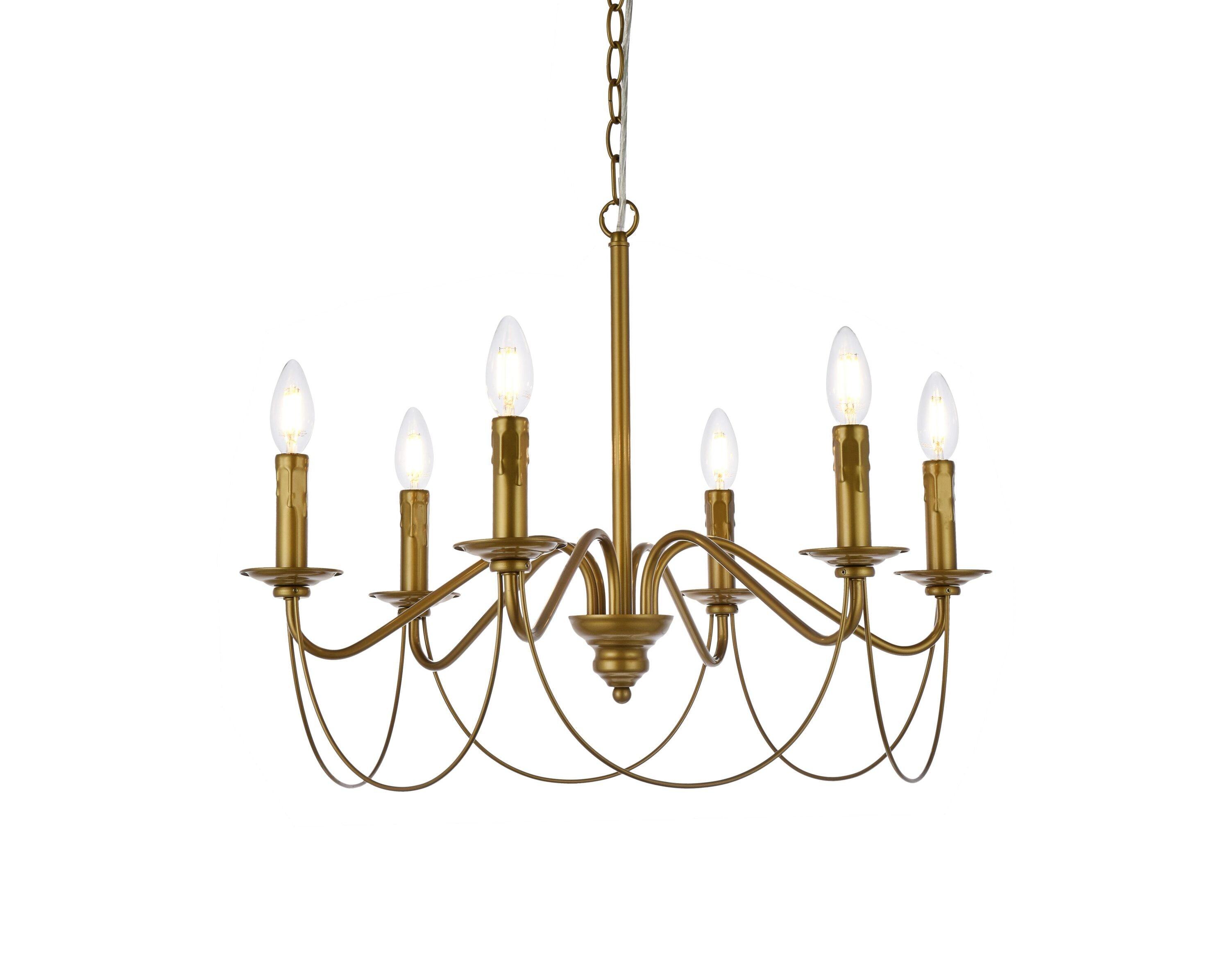 Elegant Lighting Westley 6 lights pendant in brass