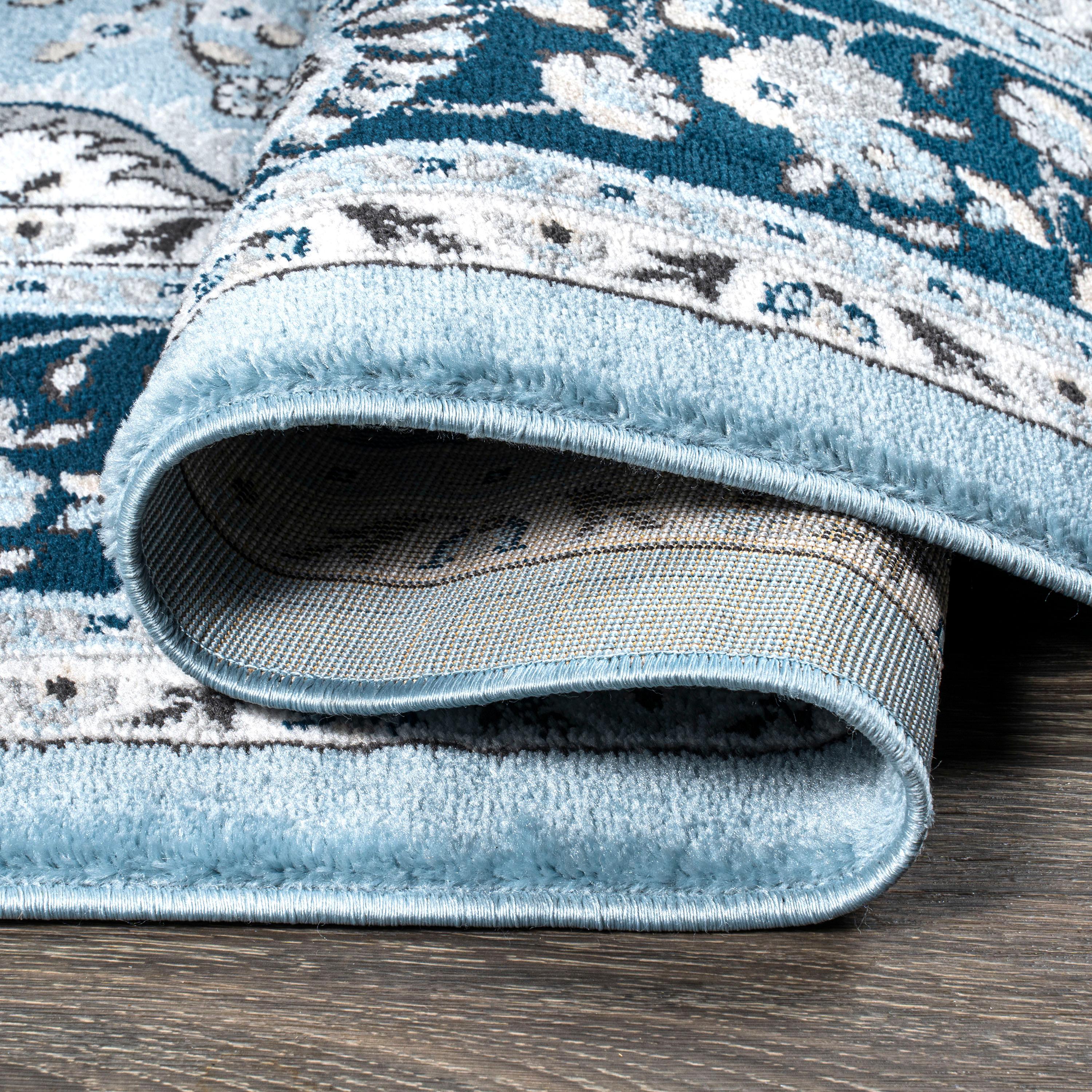 4'x 6' Palmette Modern Persian Floral Area Rug, Blue/Navy - JONATHAN Y