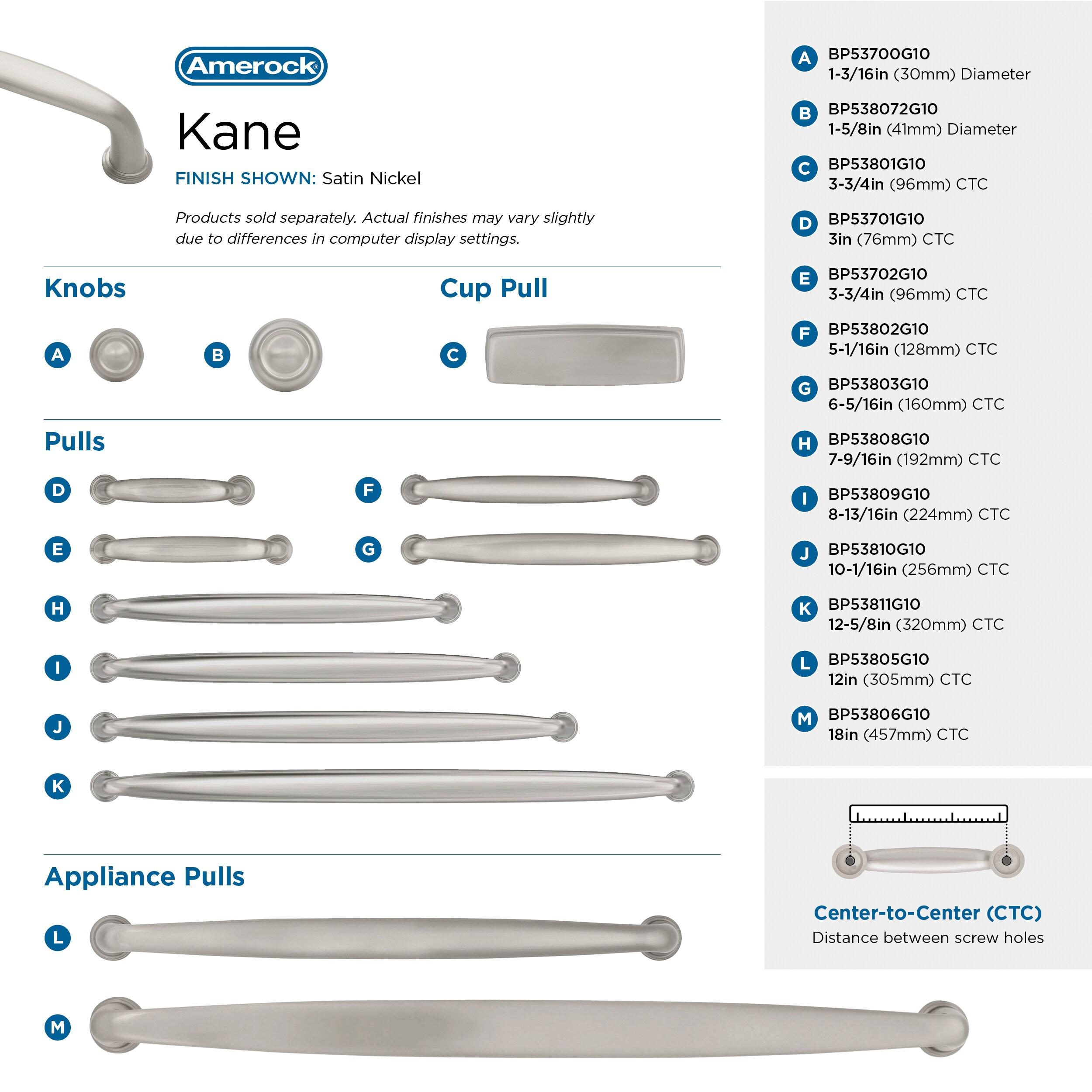 Amerock Kane 6-5/16 inch (160mm) Center-to-Center Satin Nickel Cabinet Pull