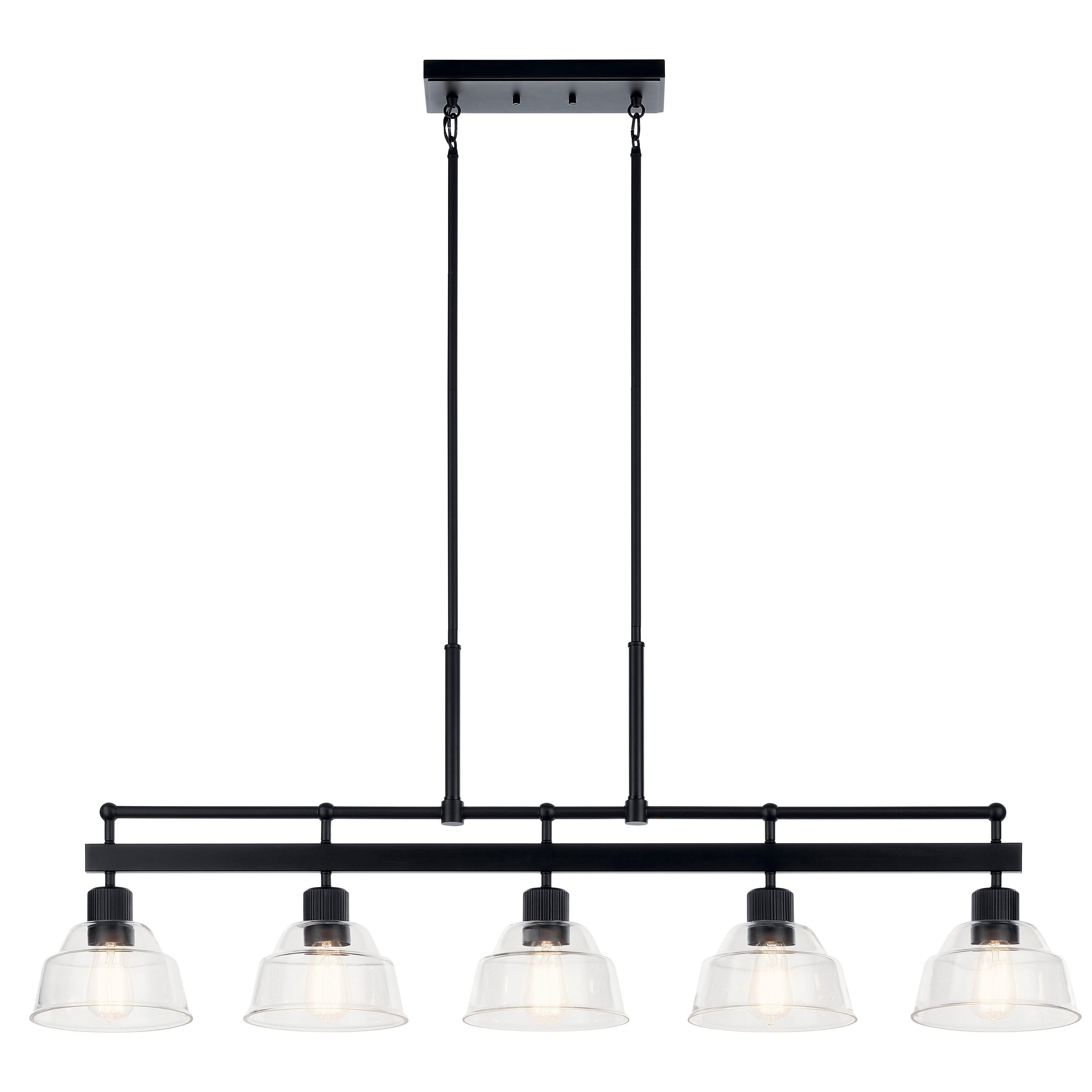 Eastmont Black and Clear Glass 5-Light Linear Chandelier