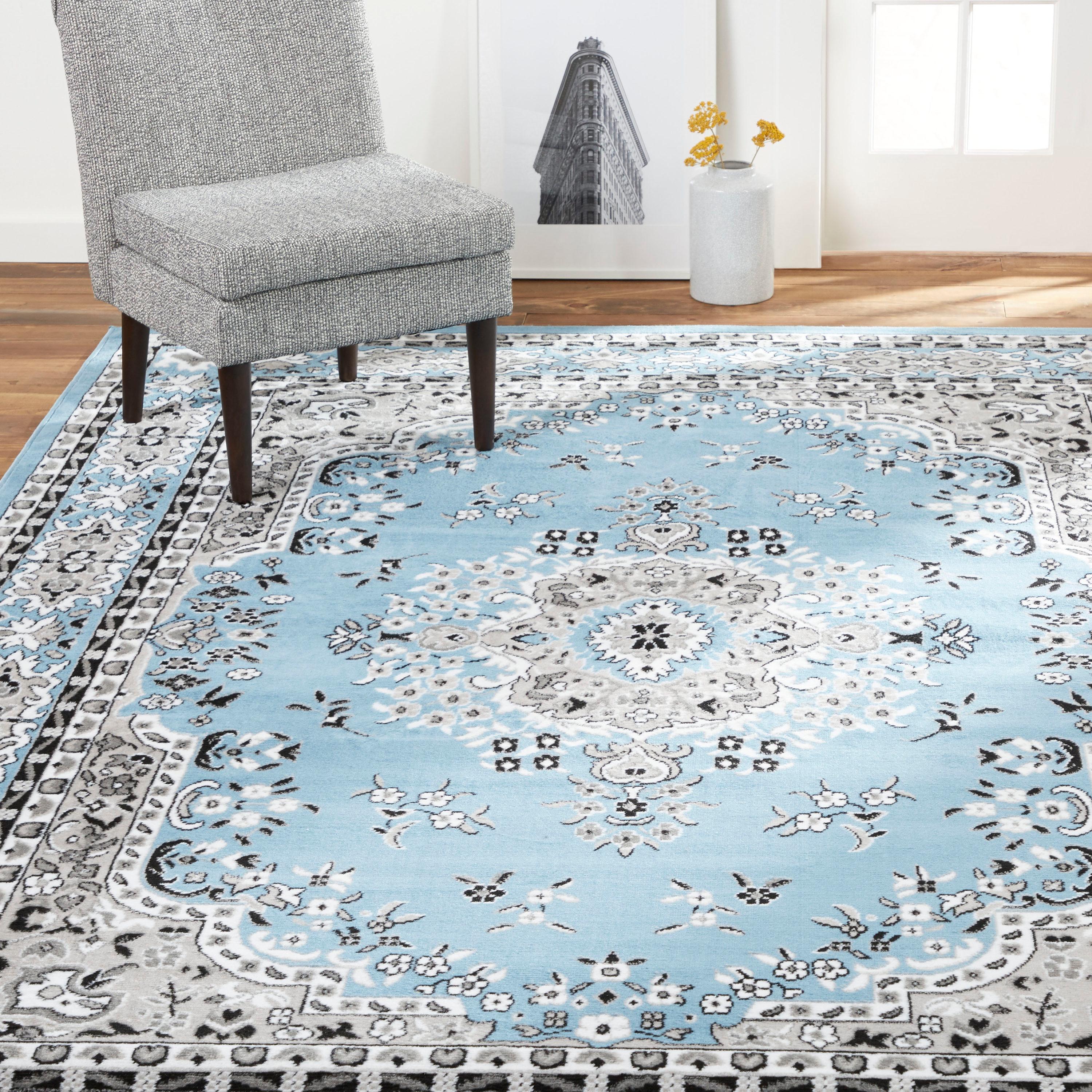 Home Dynamix Premium Sakarya Traditional Medallion Area Rug, Blue/Grey, 9'2"x12'5"