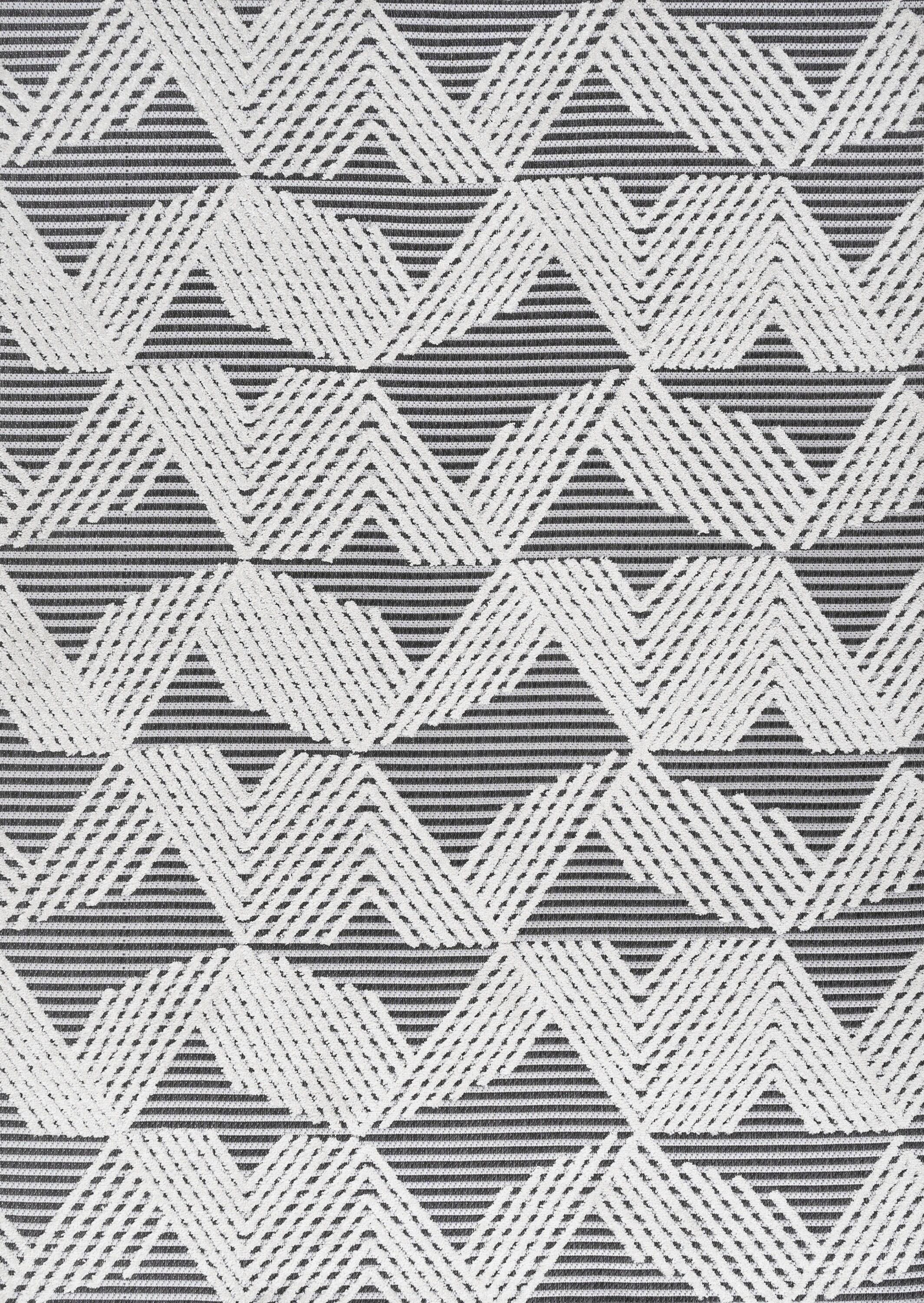 4'x6' Jazz High-Low Pile Art Deco Geometric Indoor/Outdoor Area Rug, Black/Ivory - JONATHAN Y