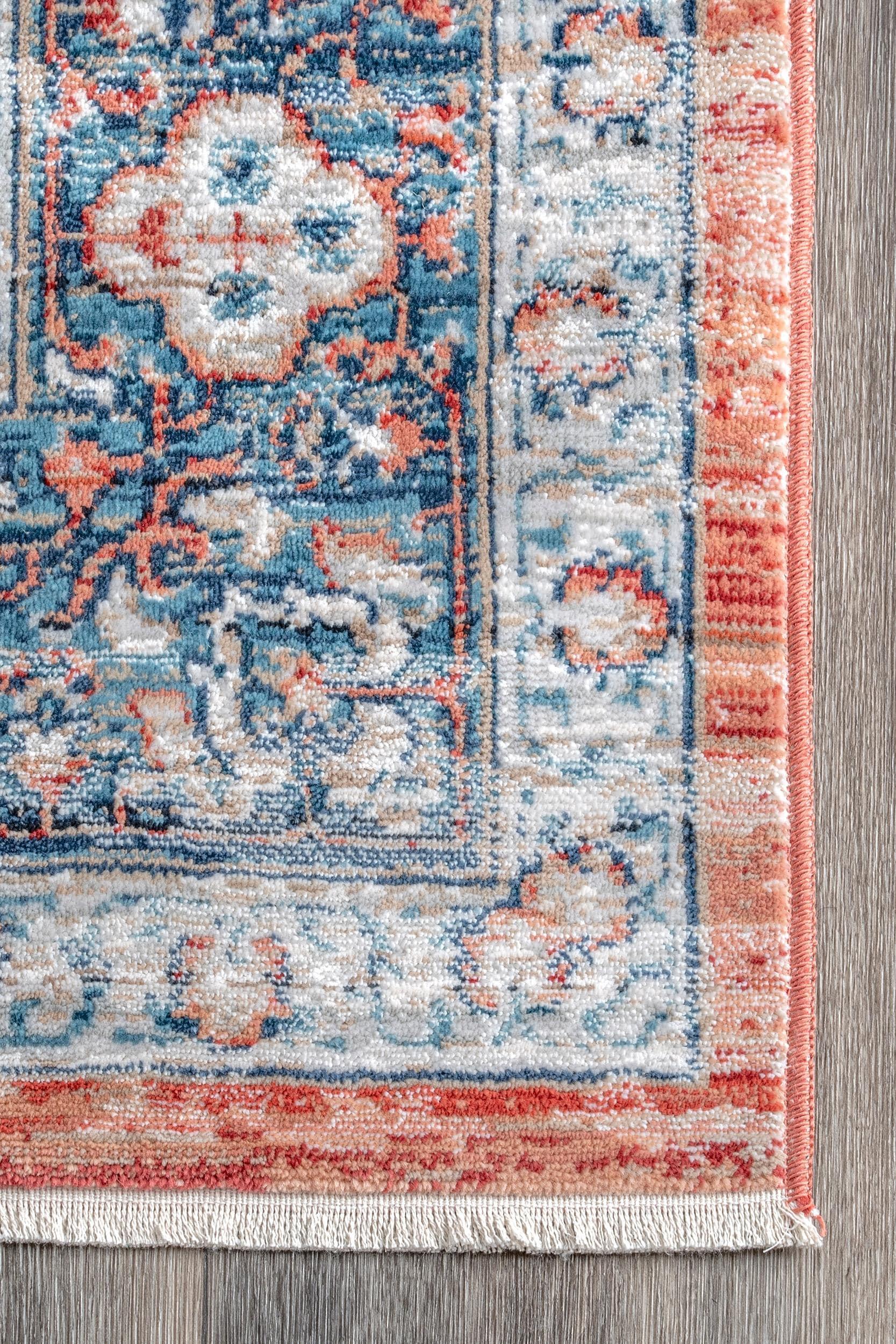 Nuloom Zara Medallion 2x6 Runner Indoor Area Rug for Living Room Bedroom Dining Room Entryway Hallway Kitchen, Rust/Blue