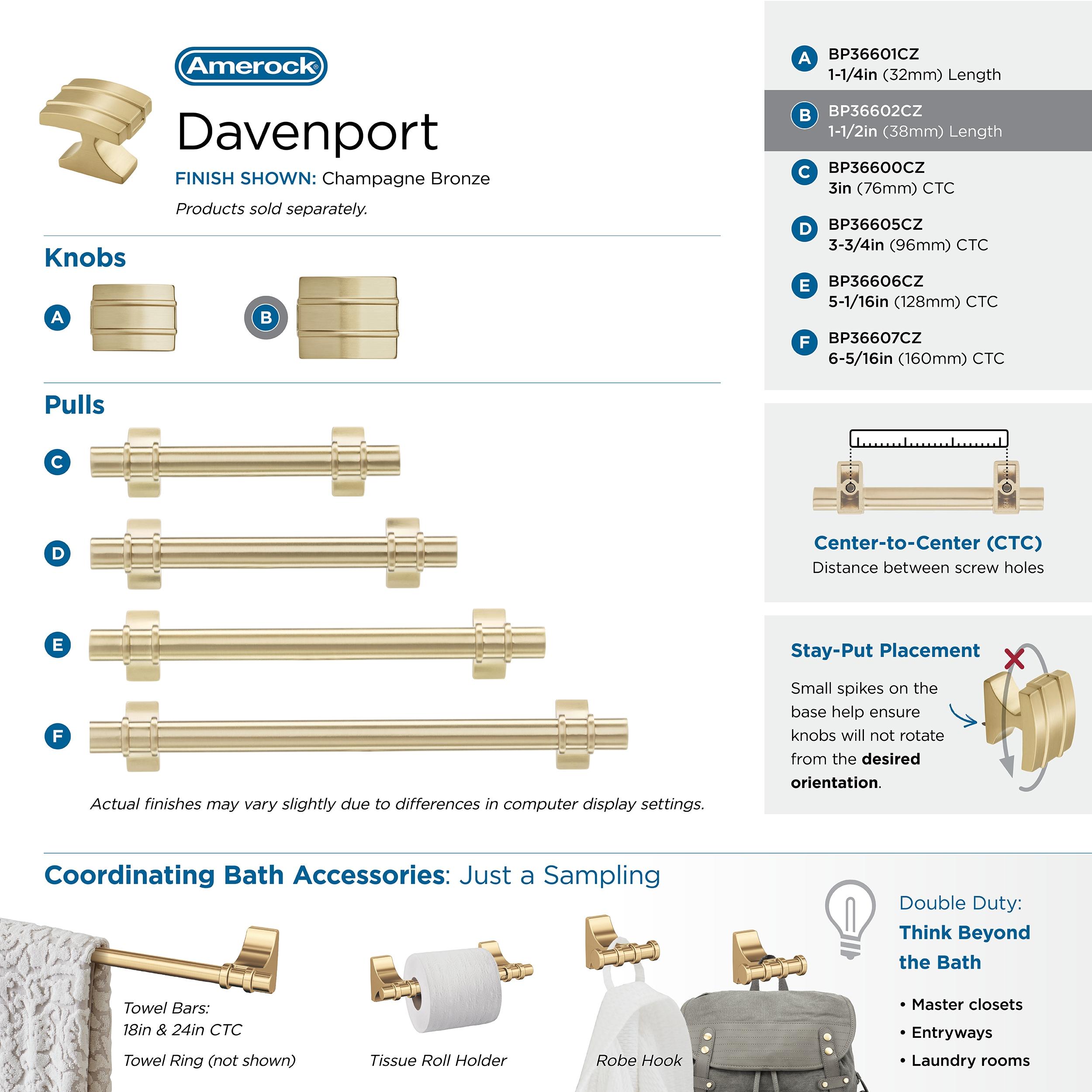 Davenport 1 3/8" Length Rectangle Knob