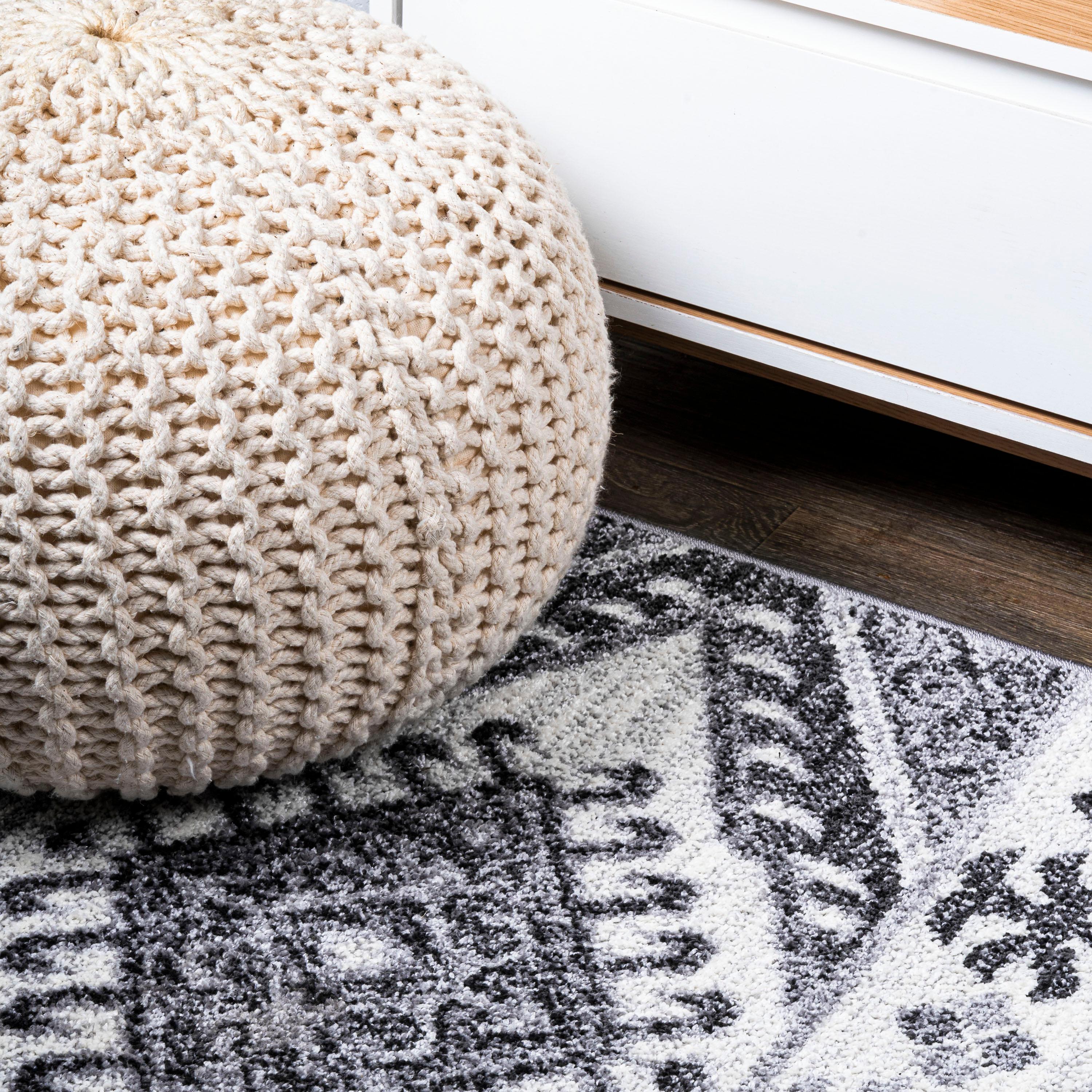 2'x 8' Sura Modern Kilim Geometric Runner Rug, Gray/Anthracite - JONATHAN Y
