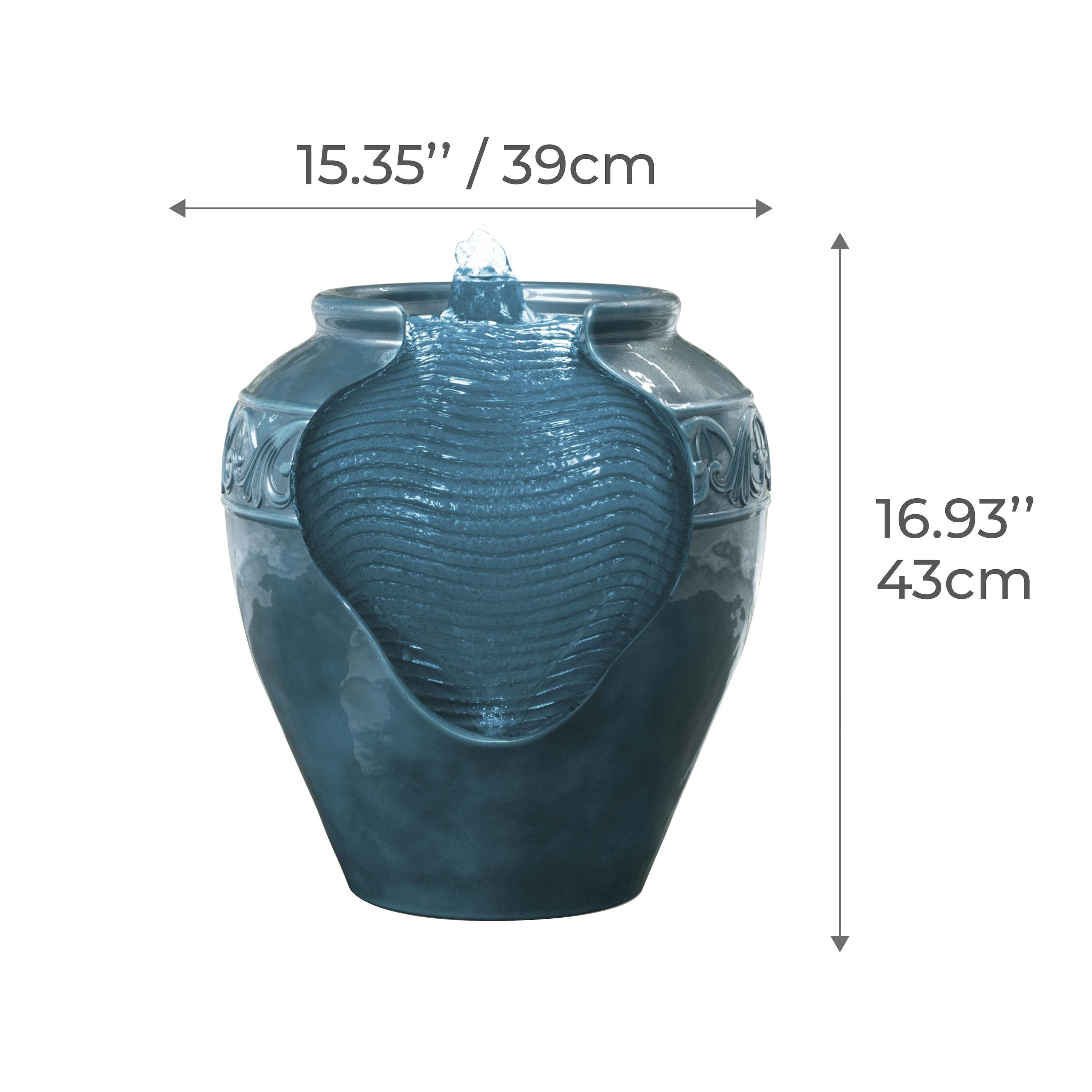 Teamson Home 16.93" Outdoor Glazed Pot Water Fountain