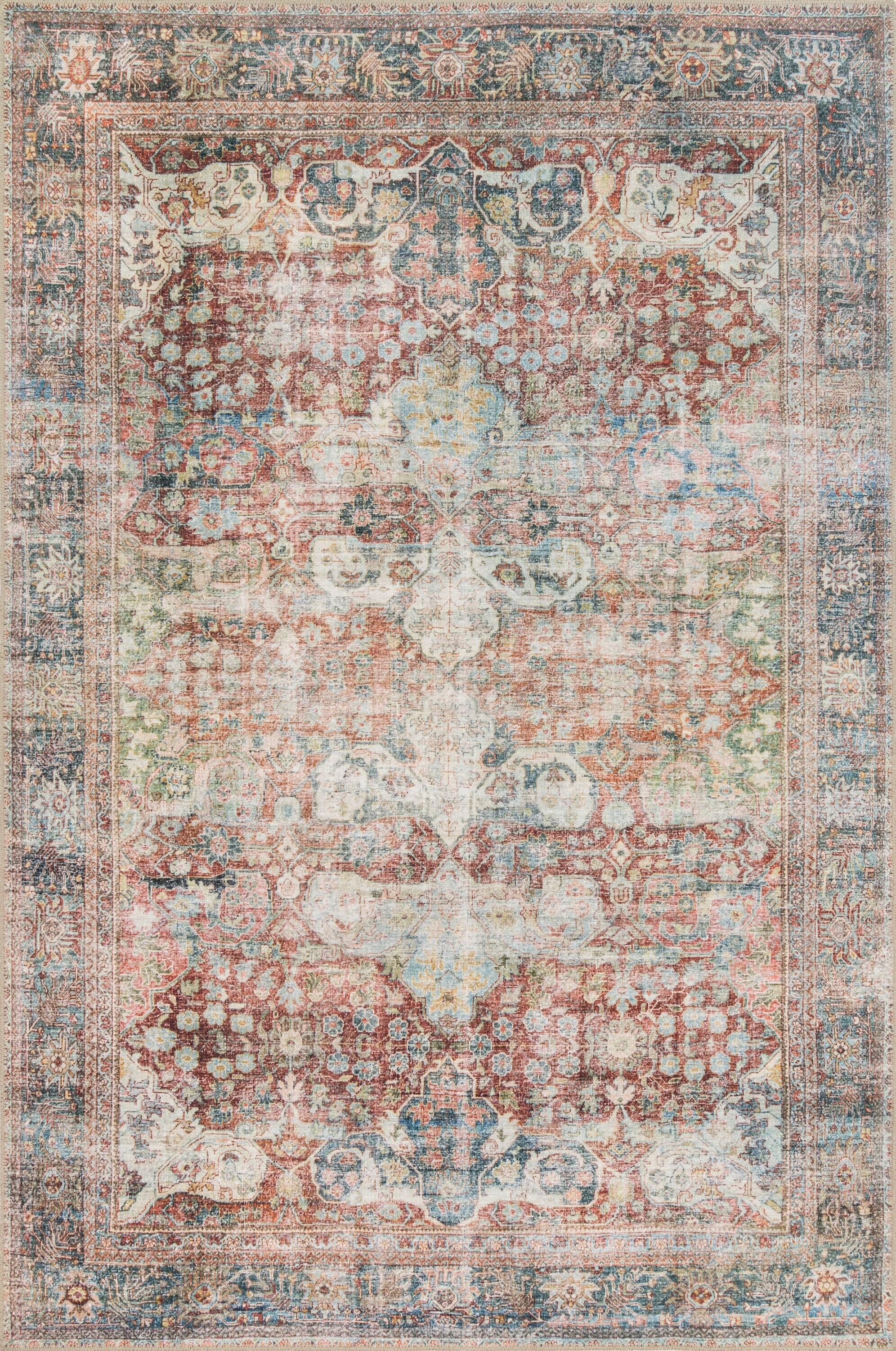 Brick and Multi Oriental Hand-knotted Synthetic Rug 3'6" x 5'6"