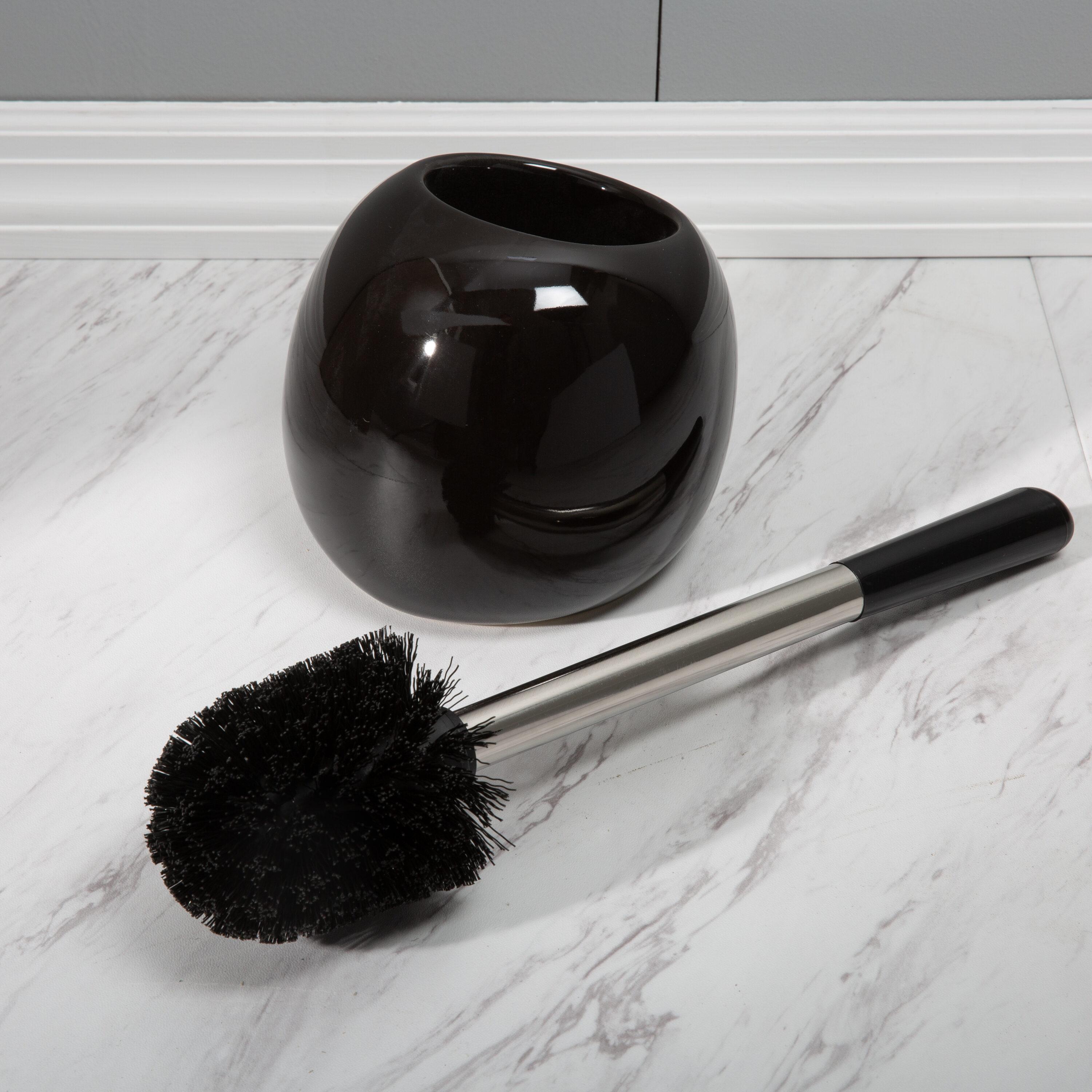 Ceramic Dome Toilet Brush and Holder Black - Bath Bliss