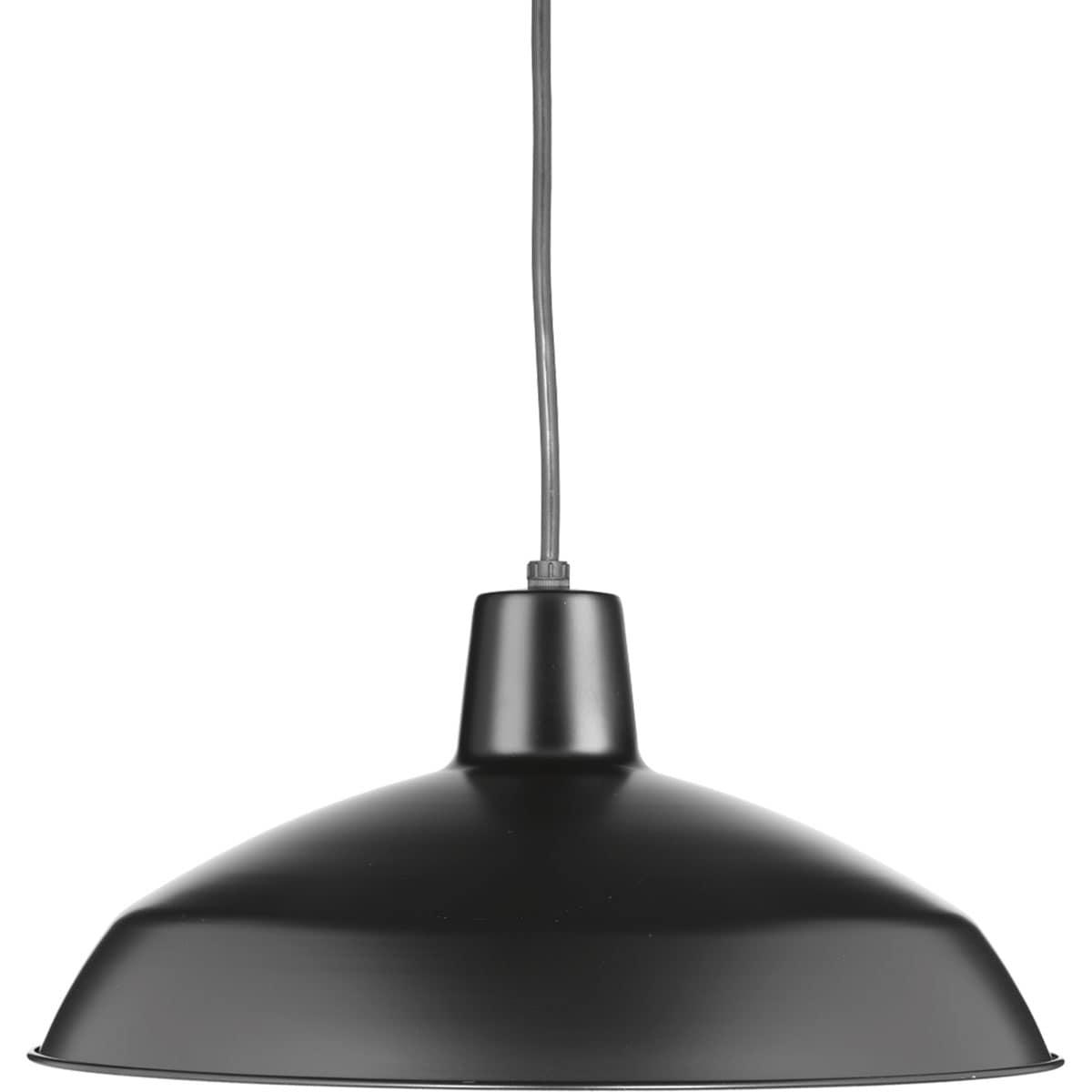Progress Lighting, Sanabria, 1-Light, Pendant, Matte Black, Spun Metal Shade