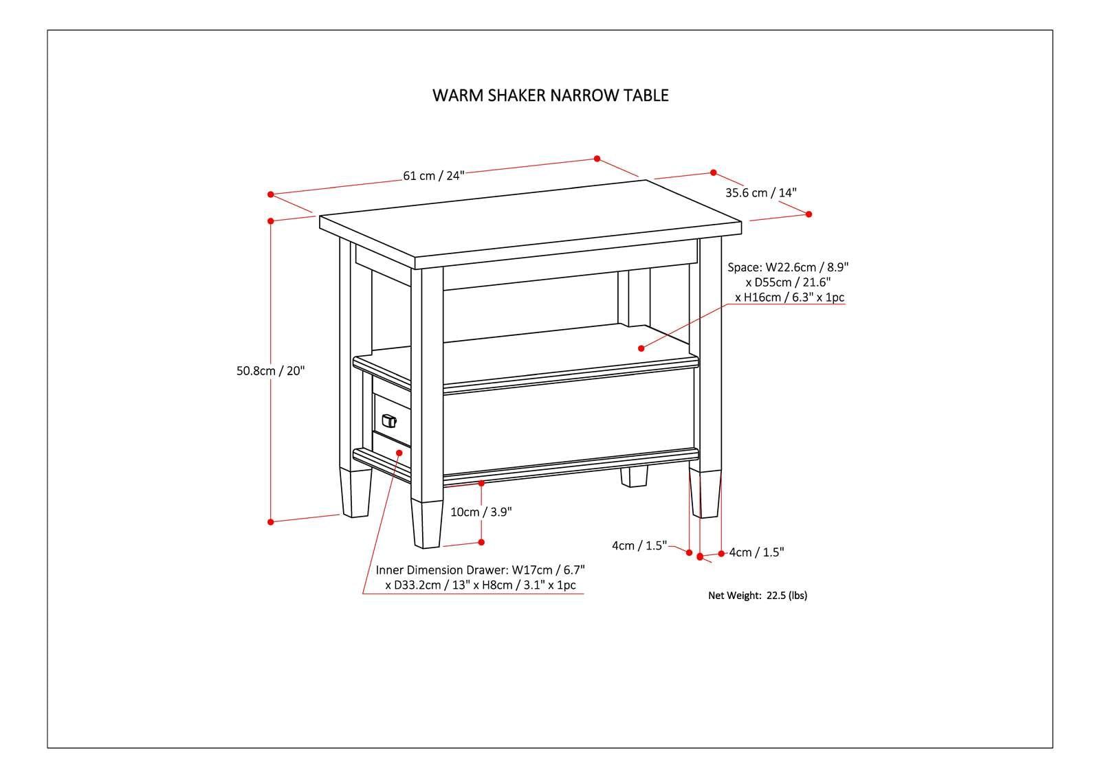 Warm Solid Wood End Table with Storage