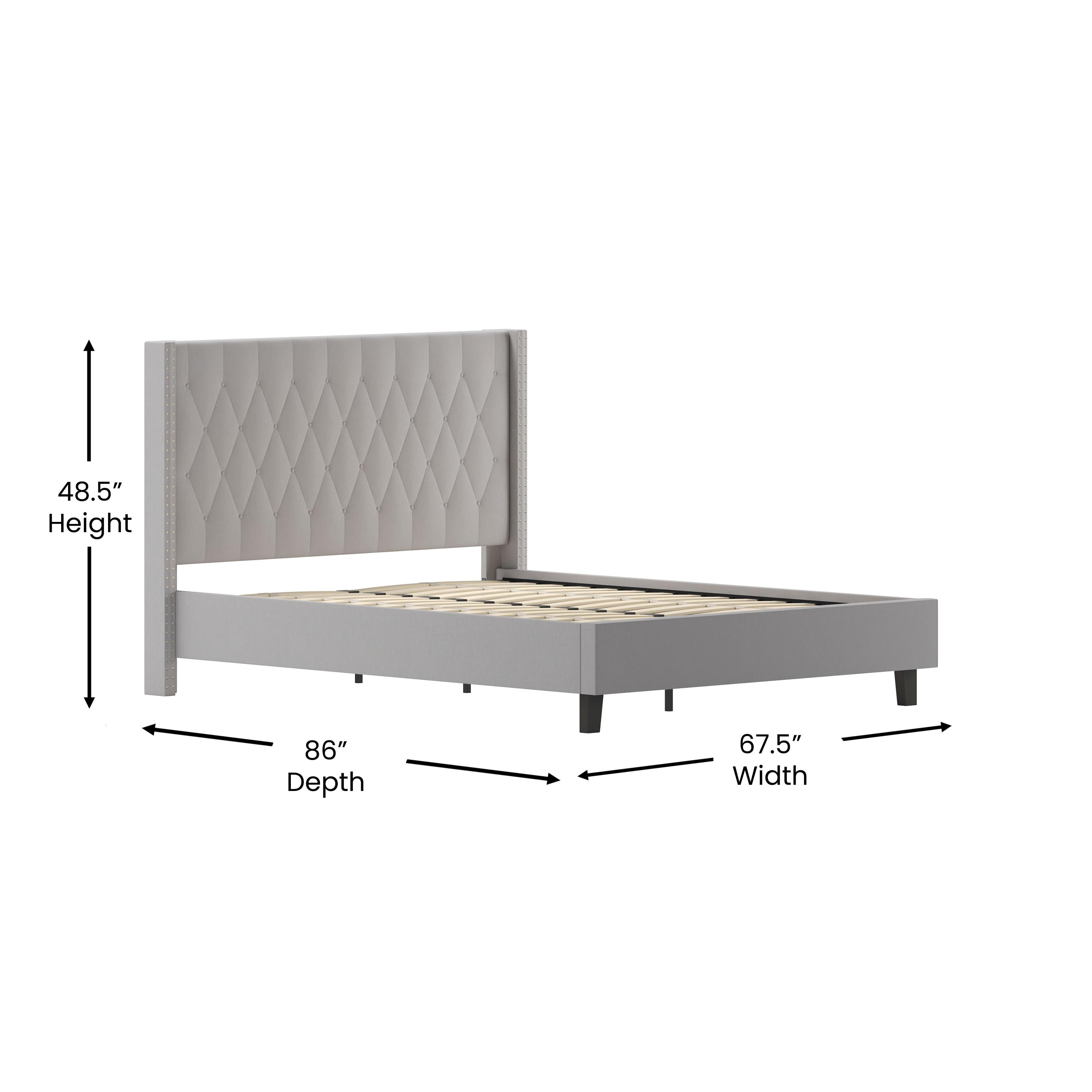 Flash Furniture Riverdale Queen Size Tufted Upholstered Platform Bed in Light Gray Fabric