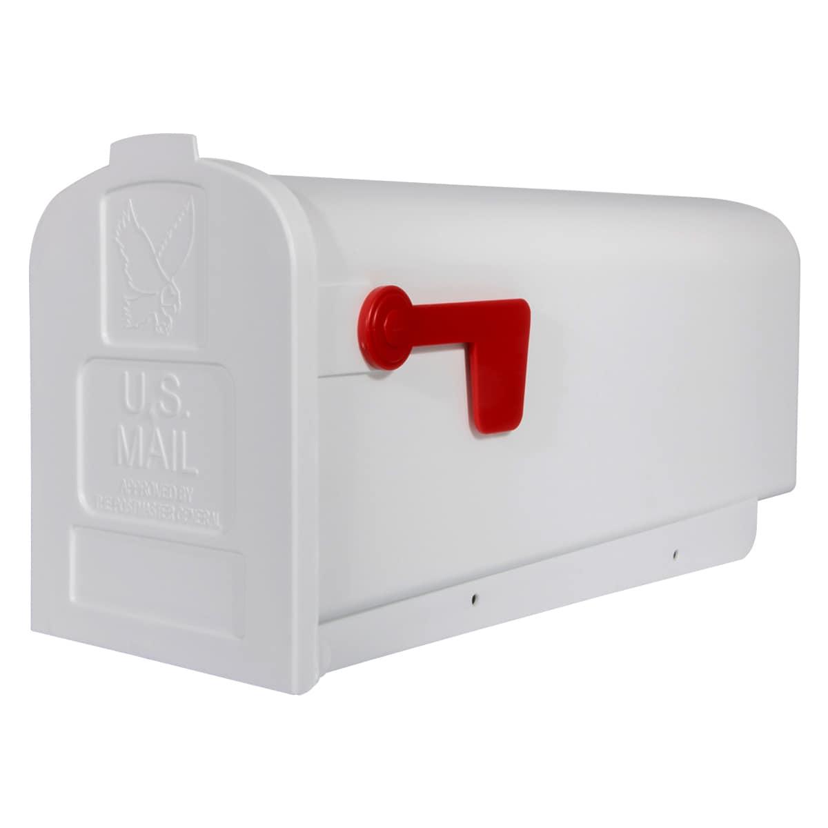 Architectural Mailboxes Parsons Plastic Post Mount Mailbox, Compatibility Code A, PL10W0AM, White, Medium Capacity, 1 Count (Pack of 1)