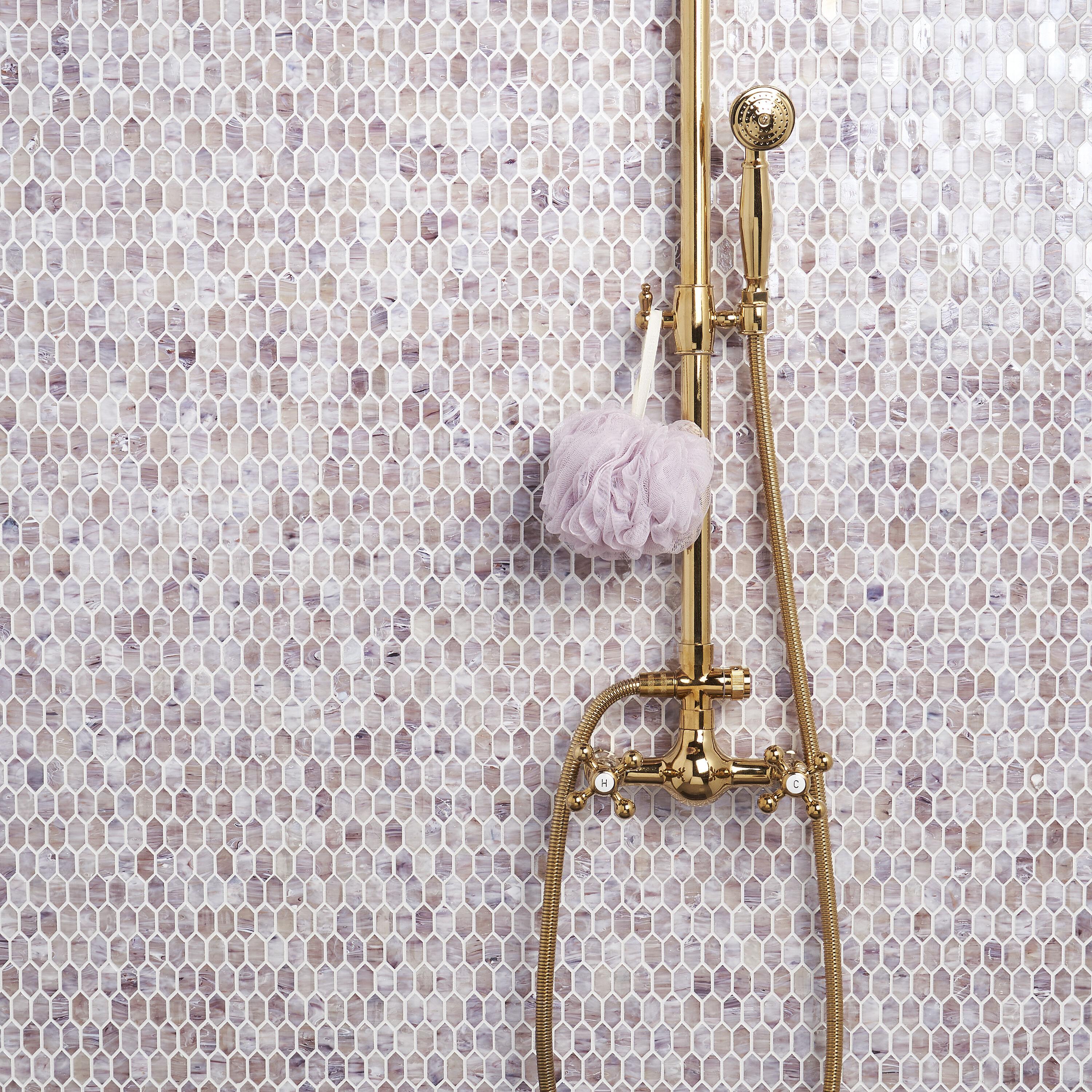 Whisper 11.61" x 11.73" Polished Mini Picket Glass Mosaic Wall Tile (0.94 Sq. Ft. / each)