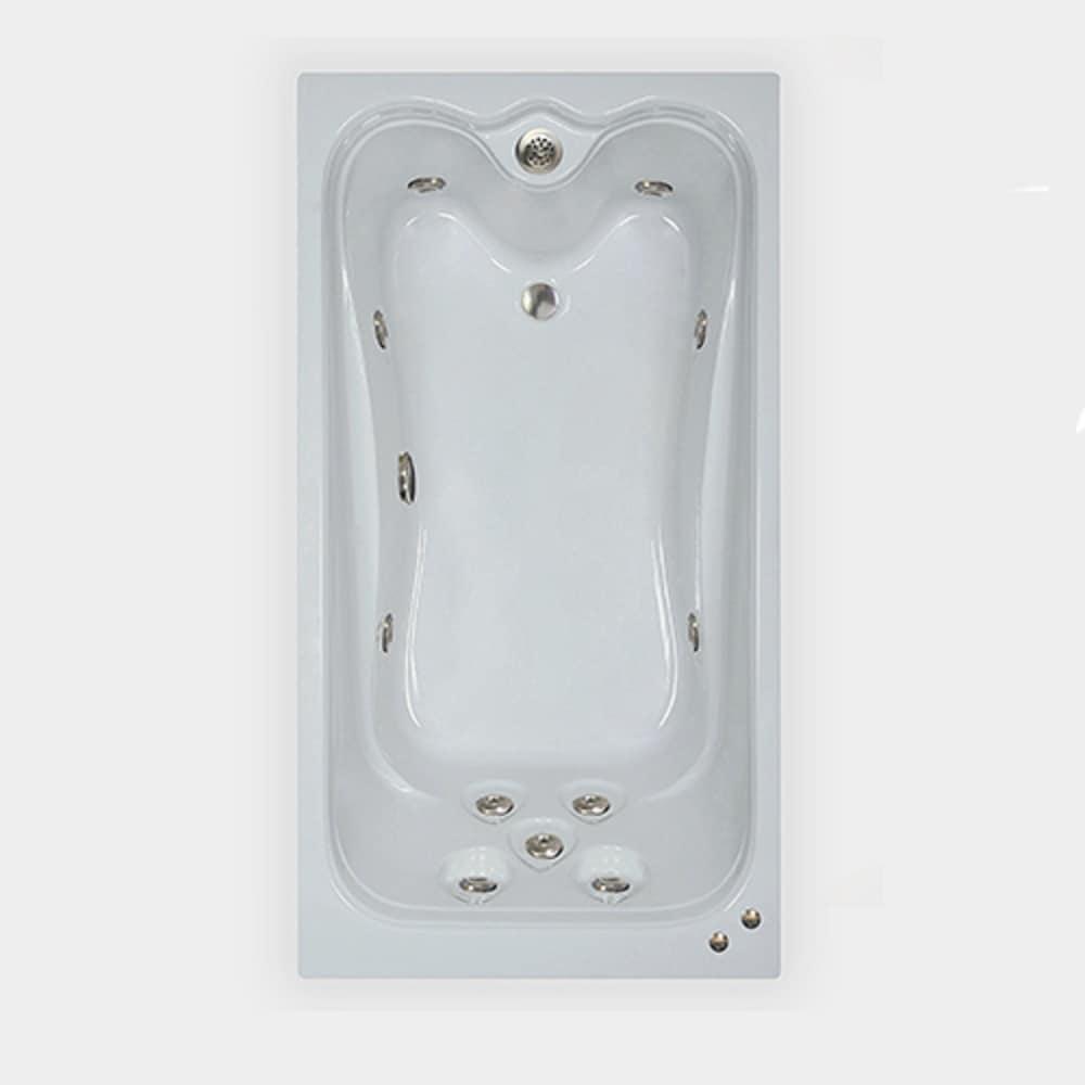 66 In. X 36 In. Elite Series Drop in Whirlpool Acrylic Bathtub with Reversible Drain in White