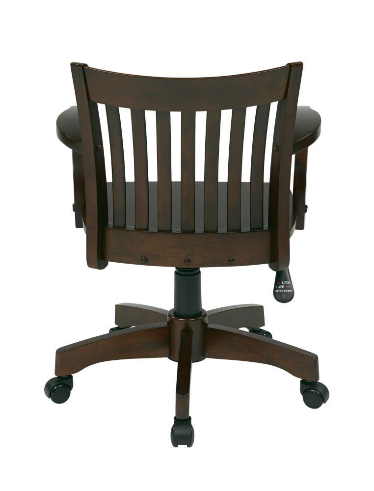 OSP Home Furnishings Deluxe Wood Bankers Chair with Wood Seat in Espresso Wood Finish