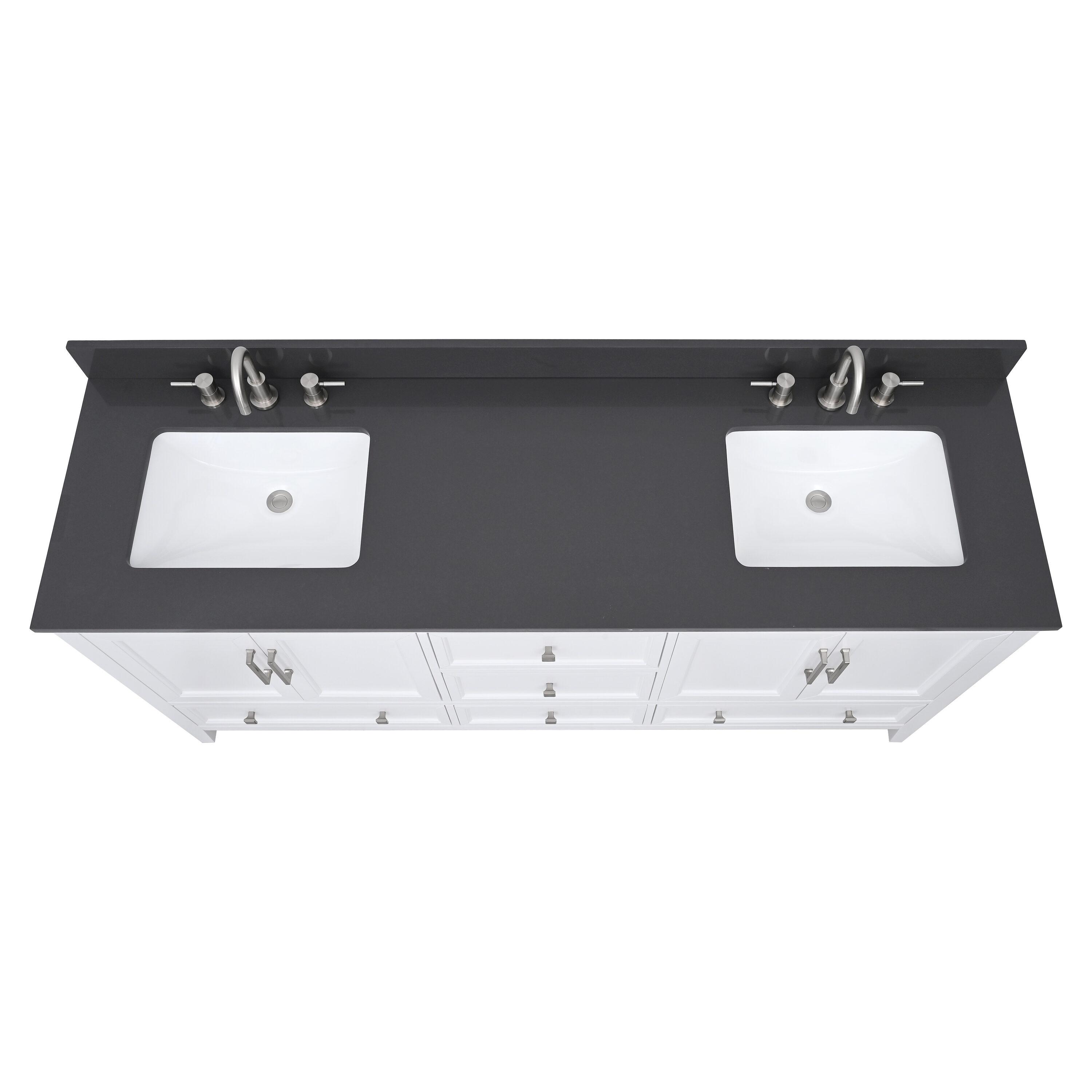 73" Ural Gray Quartz Double Sink Vanity Top